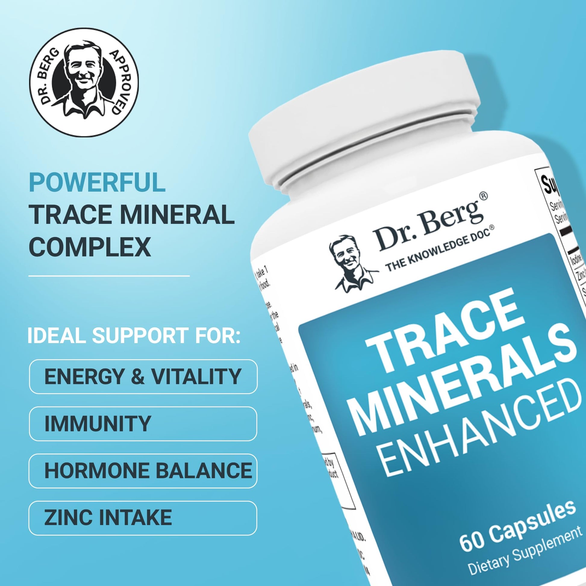Dr. Berg Trace Minerals Enhanced Complex - Complete with 70+ Minerals Including 10 mg of Zinc - Dietary Supplement - 60 Capsules Dr. Berg Nutritionals Au supplements