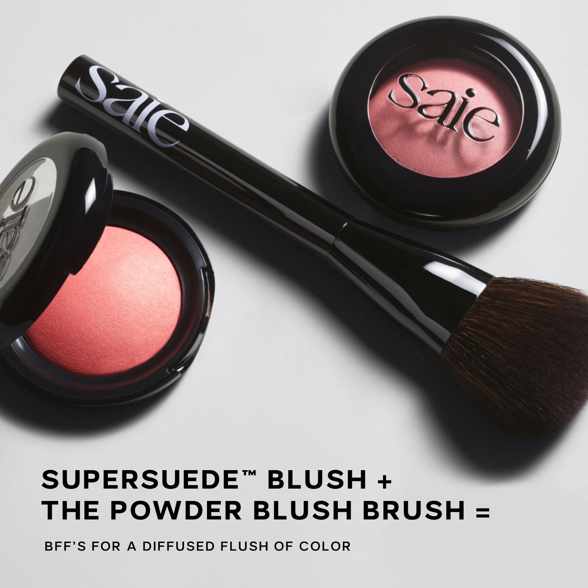 Saie Blush & Brush Duo - SuperSuede Baked Blush in Bella (.01 oz) & Powder Blush Brush - Talc-Free, Moisturizing Blush with Vegan, Fluffy Brush for Seamless Application Saie Au supplements
