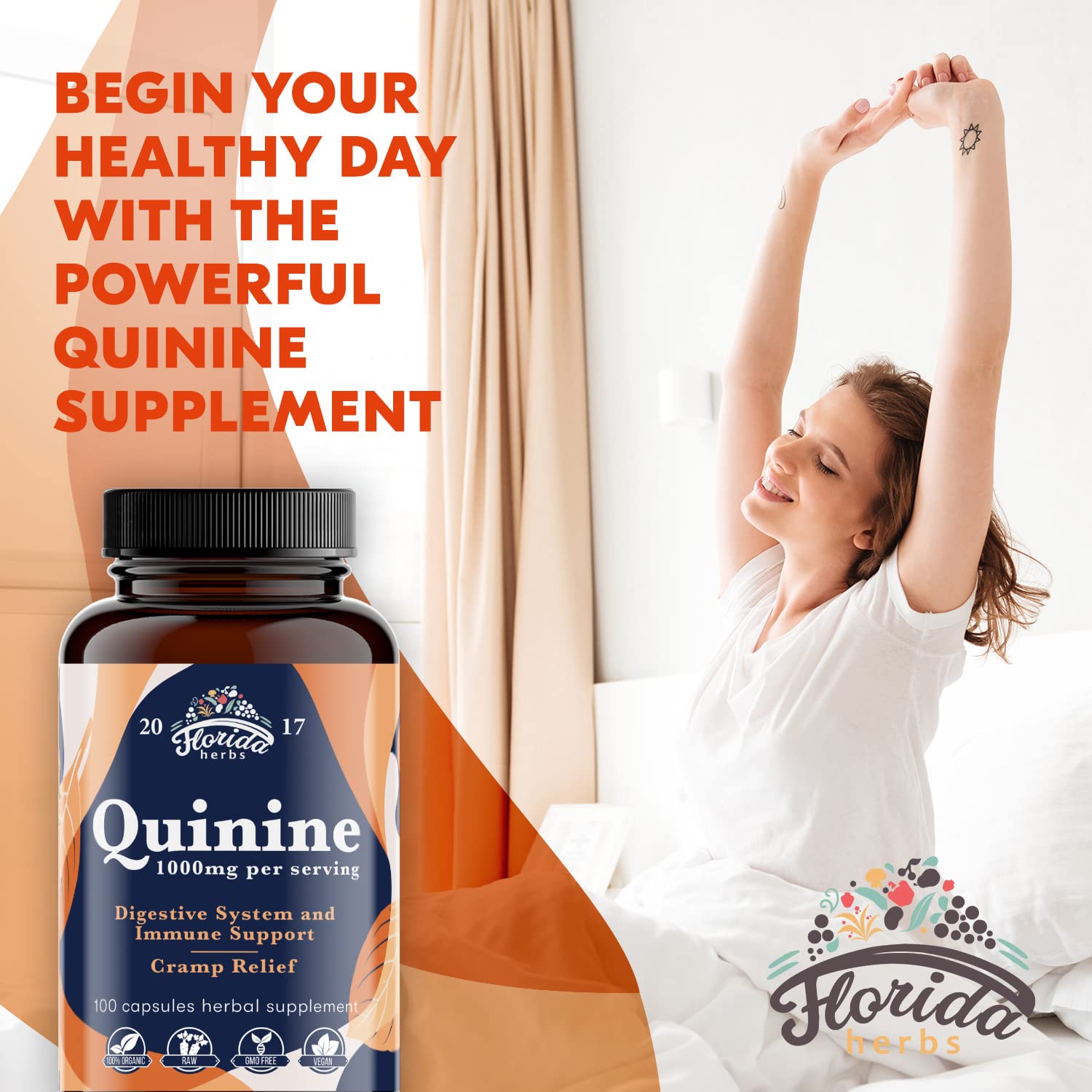 Leg Cramps Support Organic Pills - 1000 mg - Quinine Tablets for Cramp Defense FLORIDA HERBS Au supplements