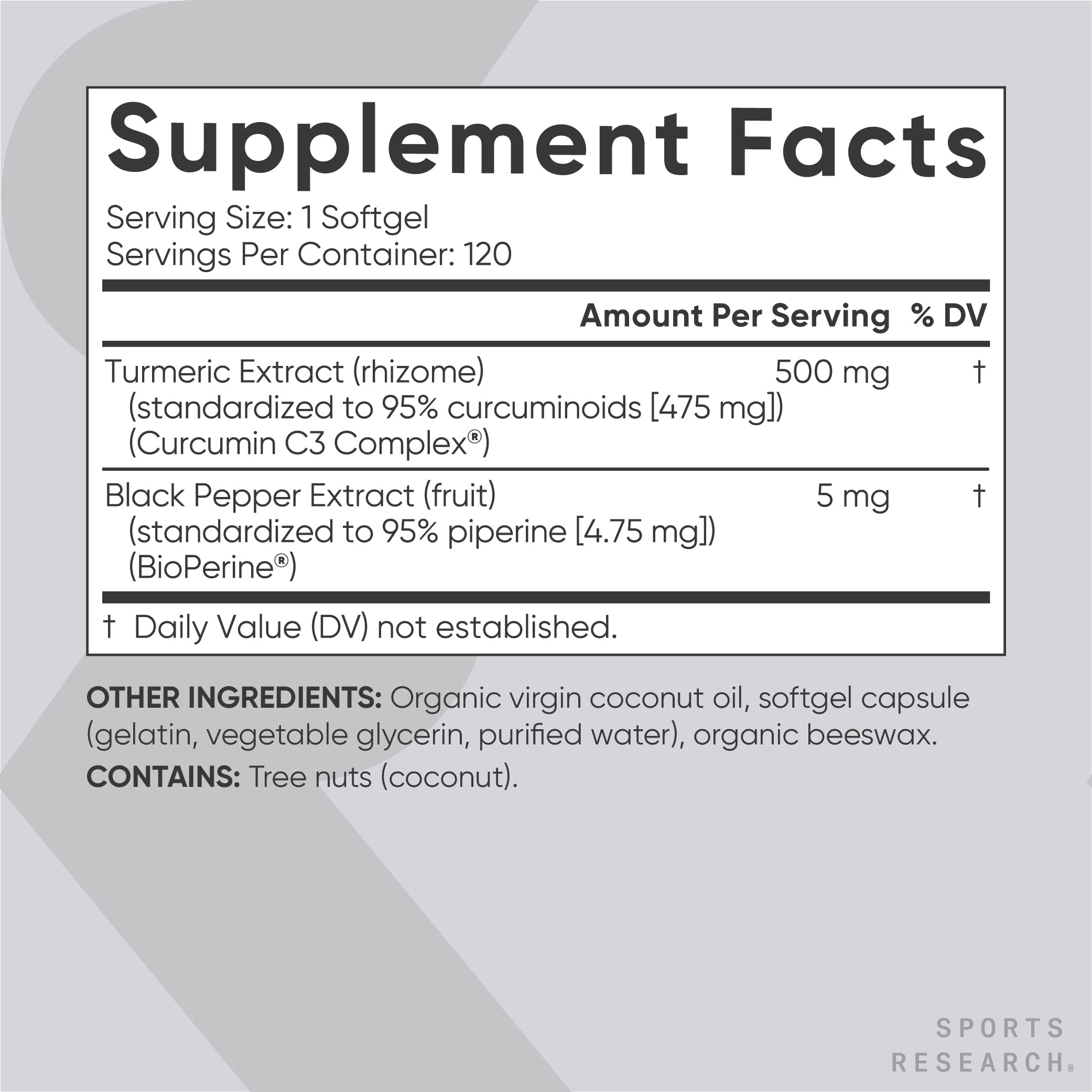 Sports Research Turmeric Curcumin C3 Complex 500 mg, Enhanced with Black Pepper Sports Research Au supplements