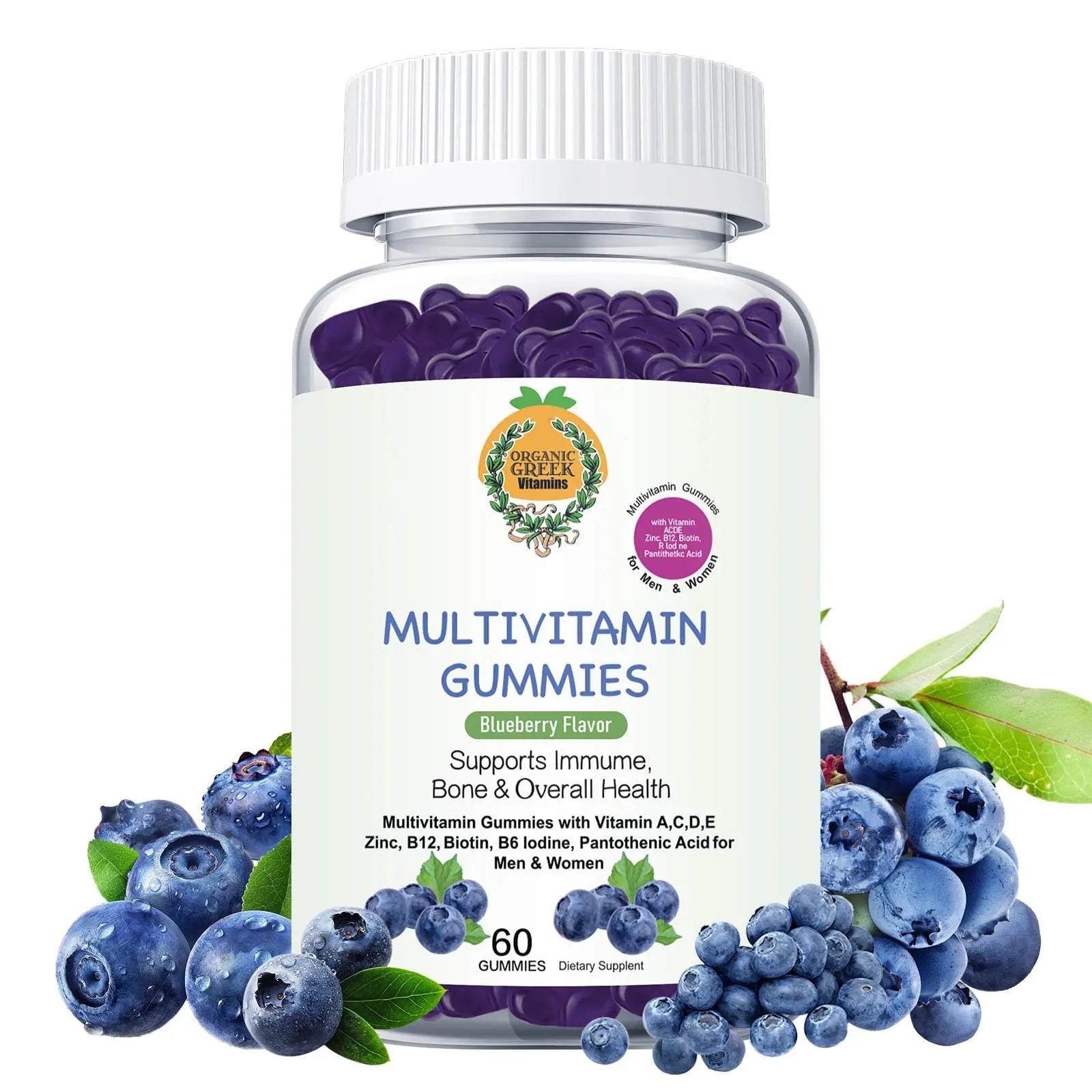 Organic Greek® Multivitamin Gummies with Vitamin A, C, D, E, Zinc, B12, Biotin, B6, Iodine, Pantothenic Acid for Men & Women Organic Greek Au supplements