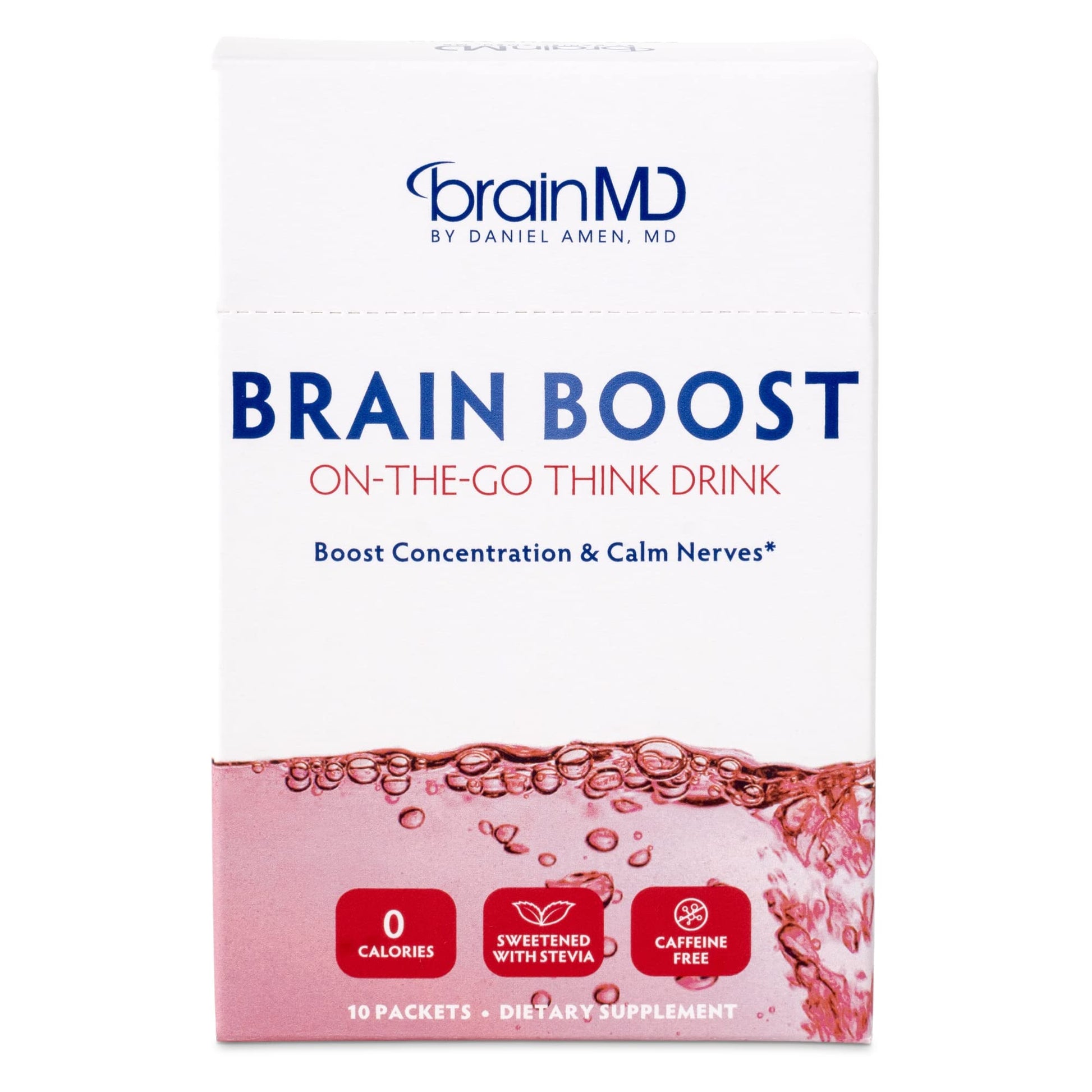 BRAINMD Dr Amen Brain Boost On The Go - 10 Packets, Berry Flavor - Nootropic Drink Powder, Promotes Focus, Clarity & Mental Energy - Caffeine Free, Gluten Free - 10 Servings BRAINMD Au supplements