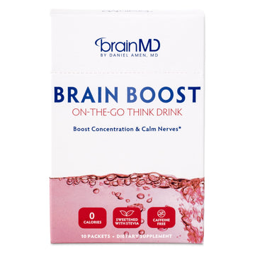 BRAINMD Dr Amen Brain Boost On The Go - 10 Packets, Berry Flavor - Nootropic Drink Powder, Promotes Focus, Clarity & Mental Energy - Caffeine Free, Gluten Free - 10 Servings BRAINMD Au supplements