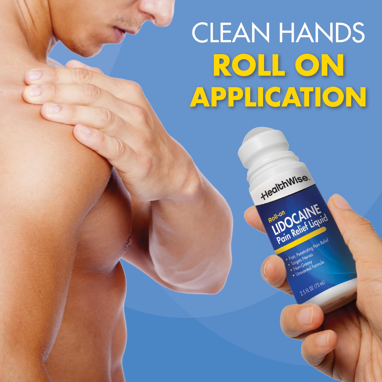 HealthWise 4% Lidocaine Roll-On | OTC Strength | Pain Relief Liquid | 2.5 oz. 73 mL | Non-Greasy, Unscented Formula | Topical Anesthetic HealthWise Au supplements