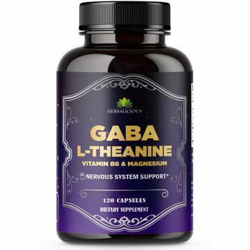 HERBALICIOUS GABA L-Theanine with Magnesium – Calm & Focus Support, Stress Relief, Relaxation + Mood Balance, Brain & Memory Support Supplement – Vitamin B6 + B12 Complex – 120 Capsules HERBALICIOUS Au supplements