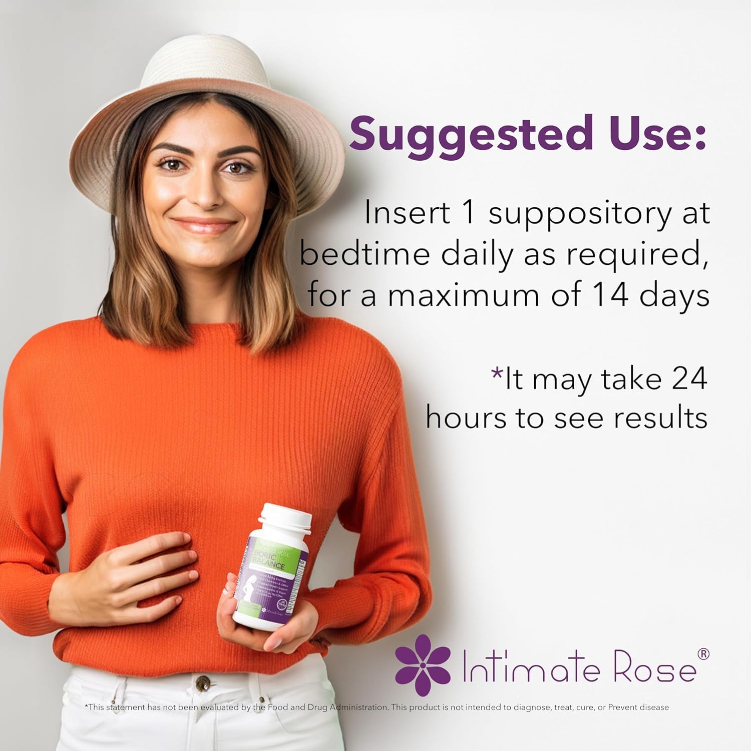Intimate Rose Boric Acid Suppositories - Manages Odor - Promote pH Balance for Women Vaginal Intimate Rose Au supplements
