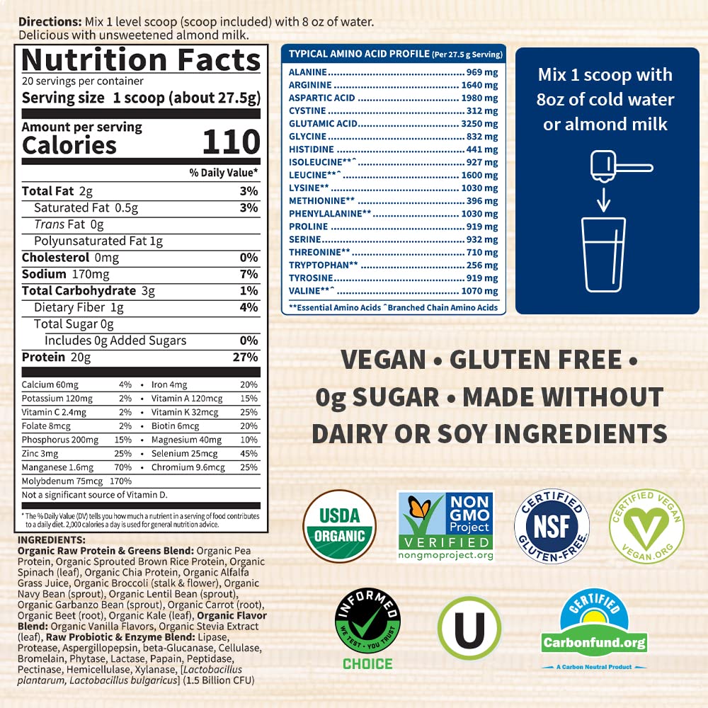 Garden of Life Raw Organic Protein & Greens Vanilla - Vegan Protein Powder Garden of Life Au supplements