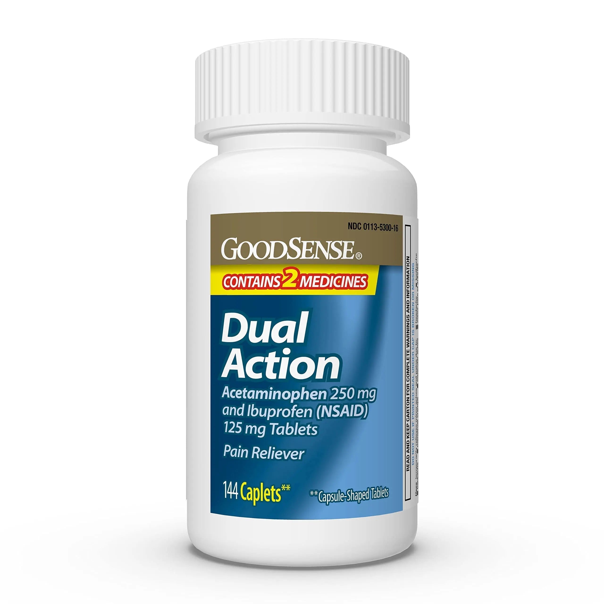 GoodSense Dual Action Acetaminophen 250 mg and Ibuprofen (NSAID) 125 mg Tablets, Pain Reliever for Headache Relief, Arthritis Pain Relief and More, 144 Count GoodSense Au supplements