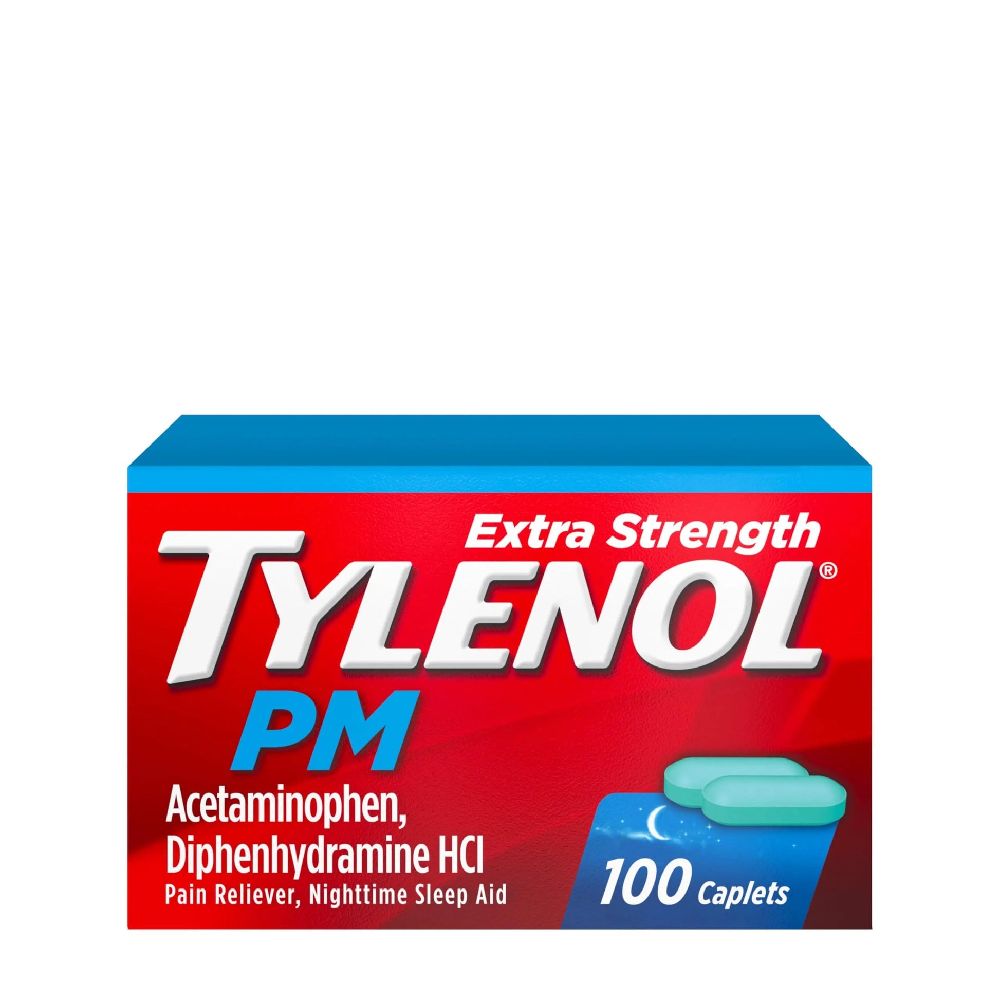Tylenol PM Extra Strength Nighttime Pain Reliever & Sleep Aid Caplets, Fast, Strong Pain Relief, 500 mg Acetaminophen & 25 mg Diphenhydramine HCl, Non-Habit Forming Medicine for Aches & Cramps, 100 Ct Tylenol Au supplements