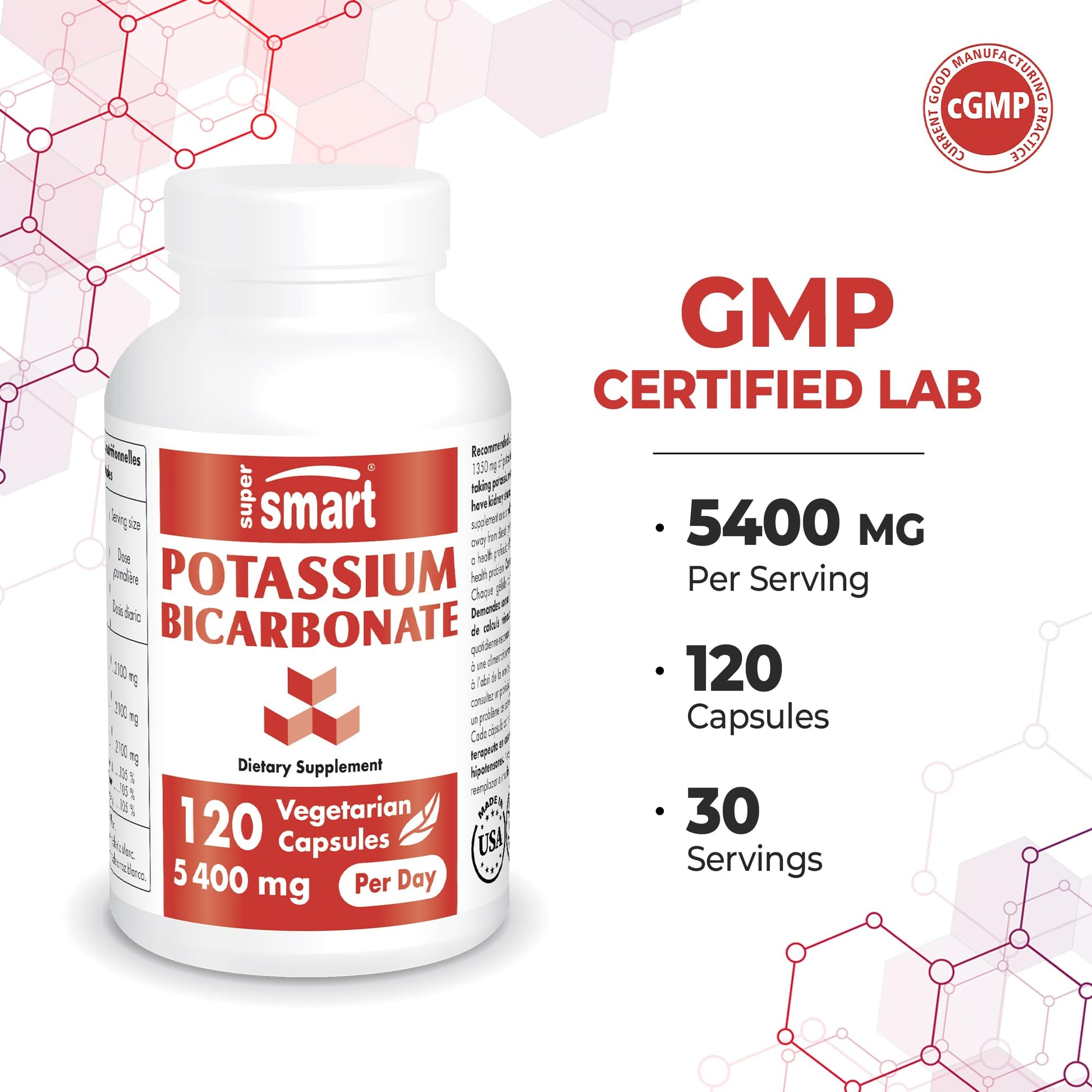 Supersmart - Potassium Bicarbonate 5400mg per Day (High Dose) - Electrolyte Mineral Supersmart Au supplements