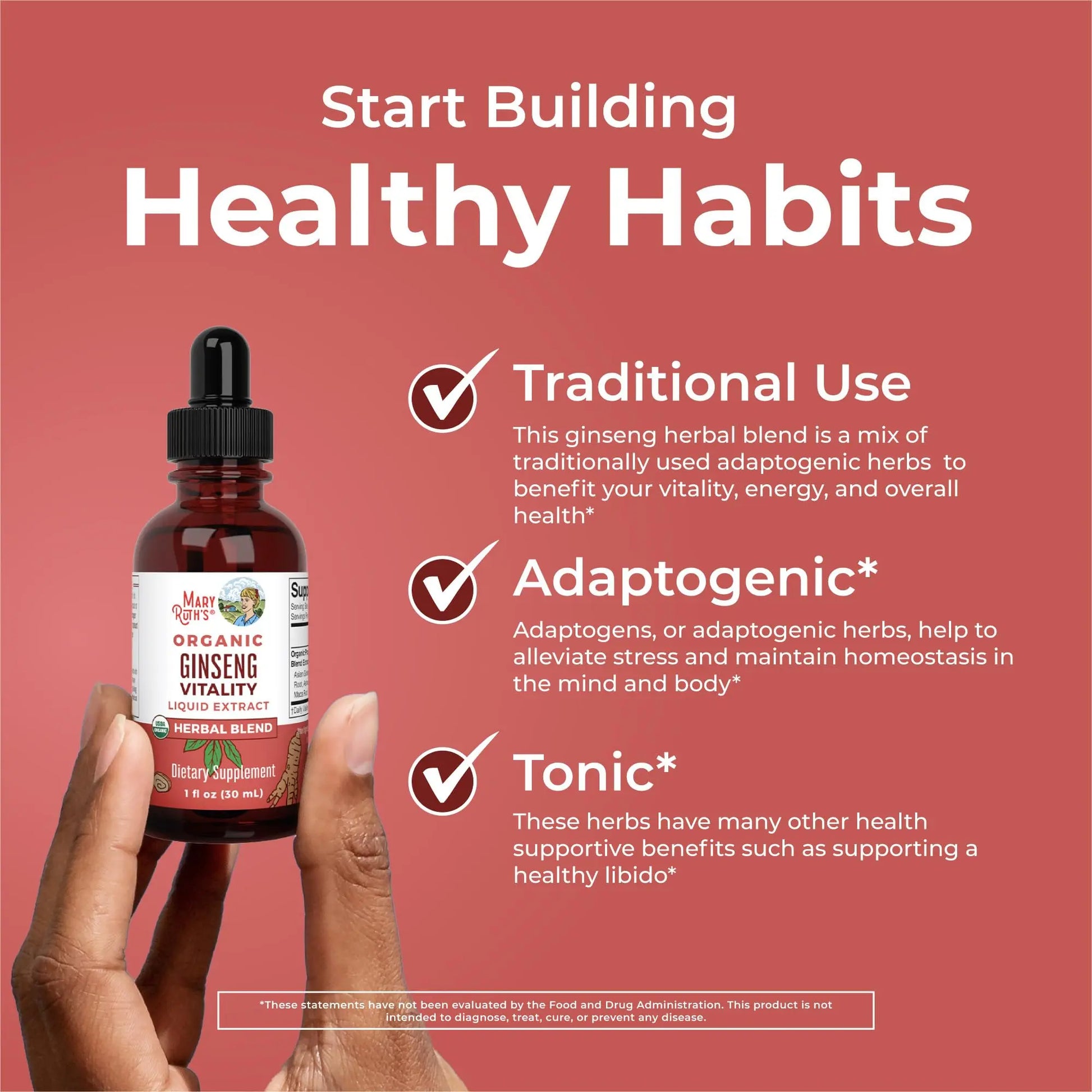 MaryRuth Organics Herbal Supplement for Brain Function | Boost Energy | Memory | Vitality USDA | Ginseng with Ashwagandha | Eleuthero and Maca Root Extract | 1 Fl Oz MARYRUTH'S Au supplements