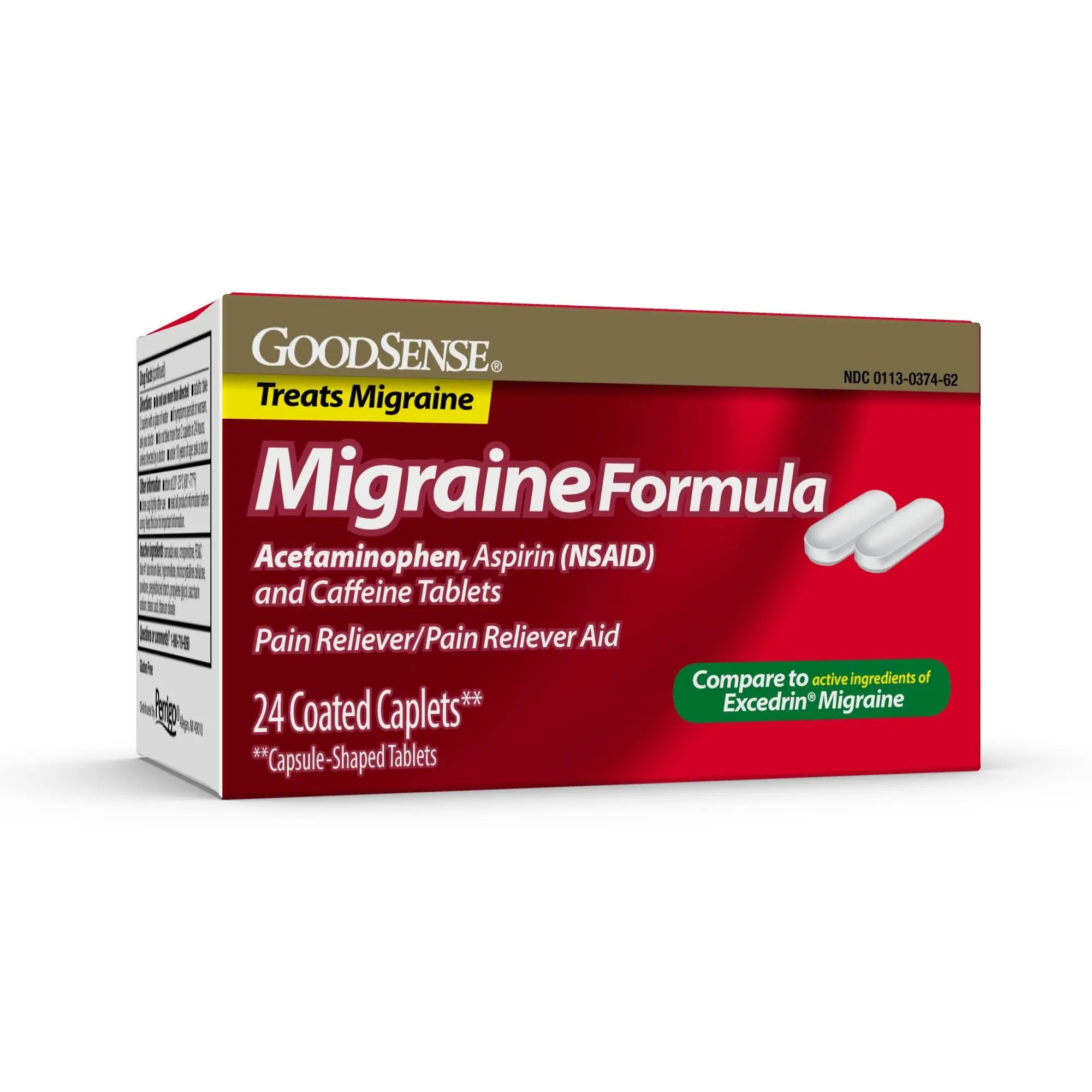 GoodSense Migraine Formula Caplets - Acetaminophen, Aspirin (NSAID) & Caffeine - Migraine Pain Relief, 24 Count GoodSense Au supplements