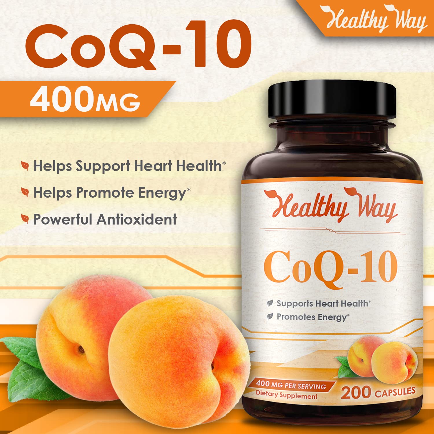 Healthy Way CoQ10 400mg 200 Capsules Non-GMO HealthyWayRx Au supplements