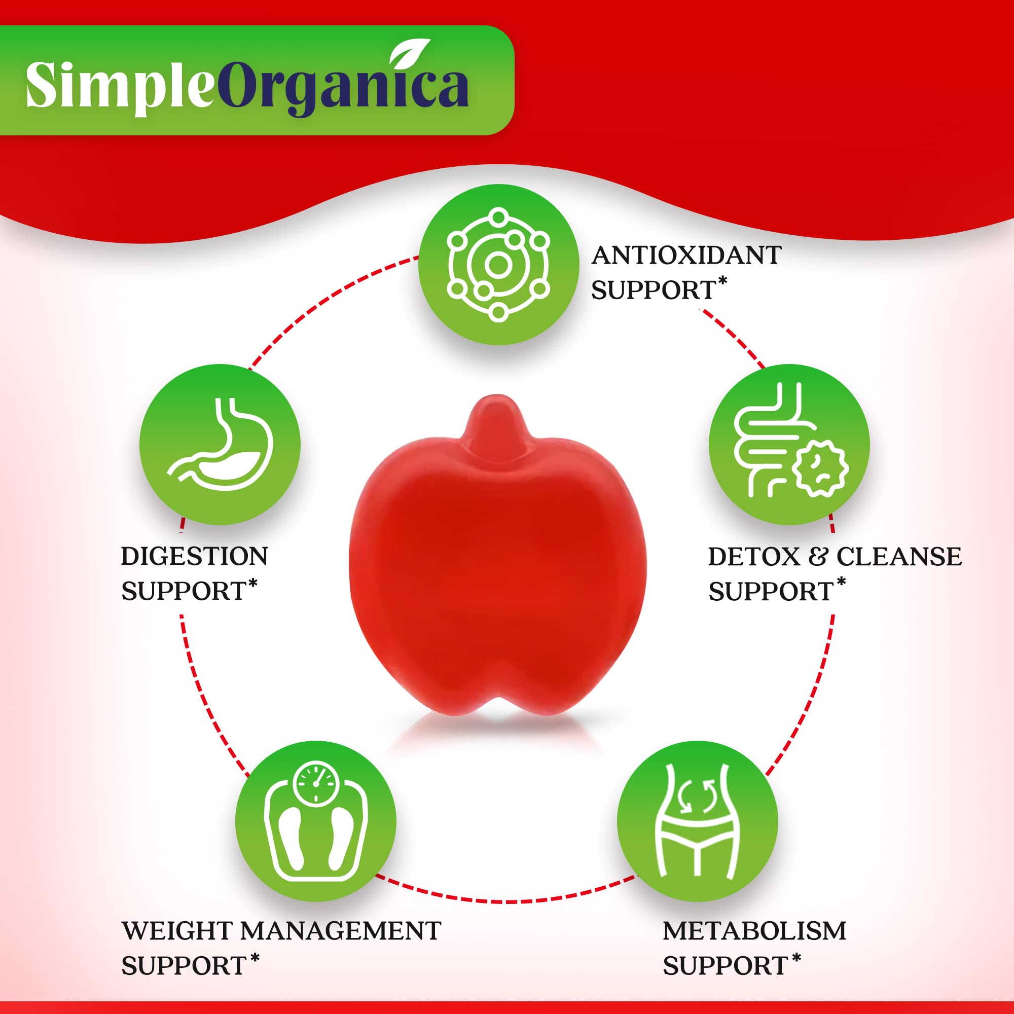 USDA Organic Apple Cider Vinegar Gummies with The Mother. AVC Keto Gummy Vitamins Simple Organica Au supplements