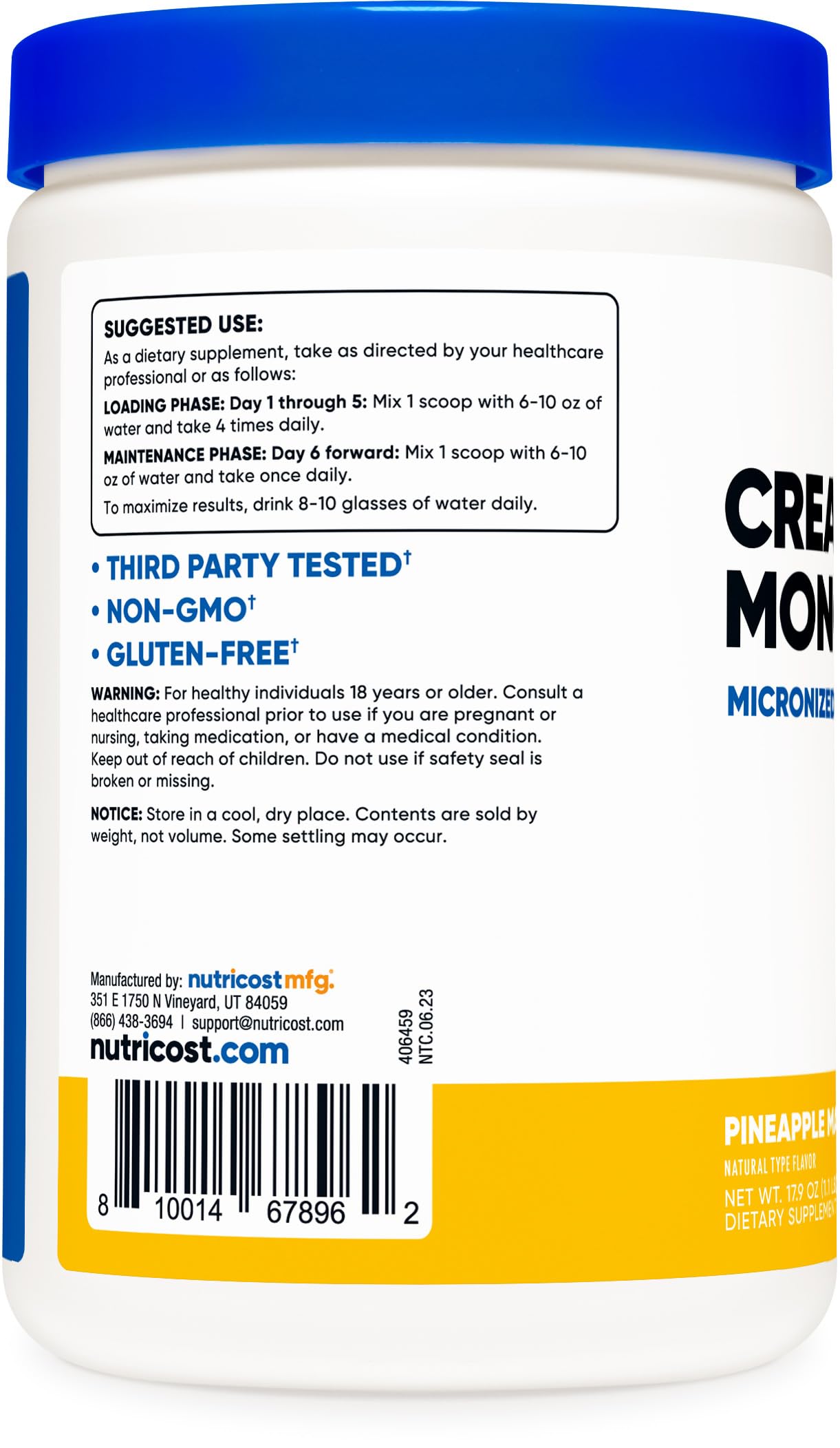 Nutricost Creatine Monohydrate Powder (Pineapple Mango, 500 Gram) - Micronized Nutricost Au supplements