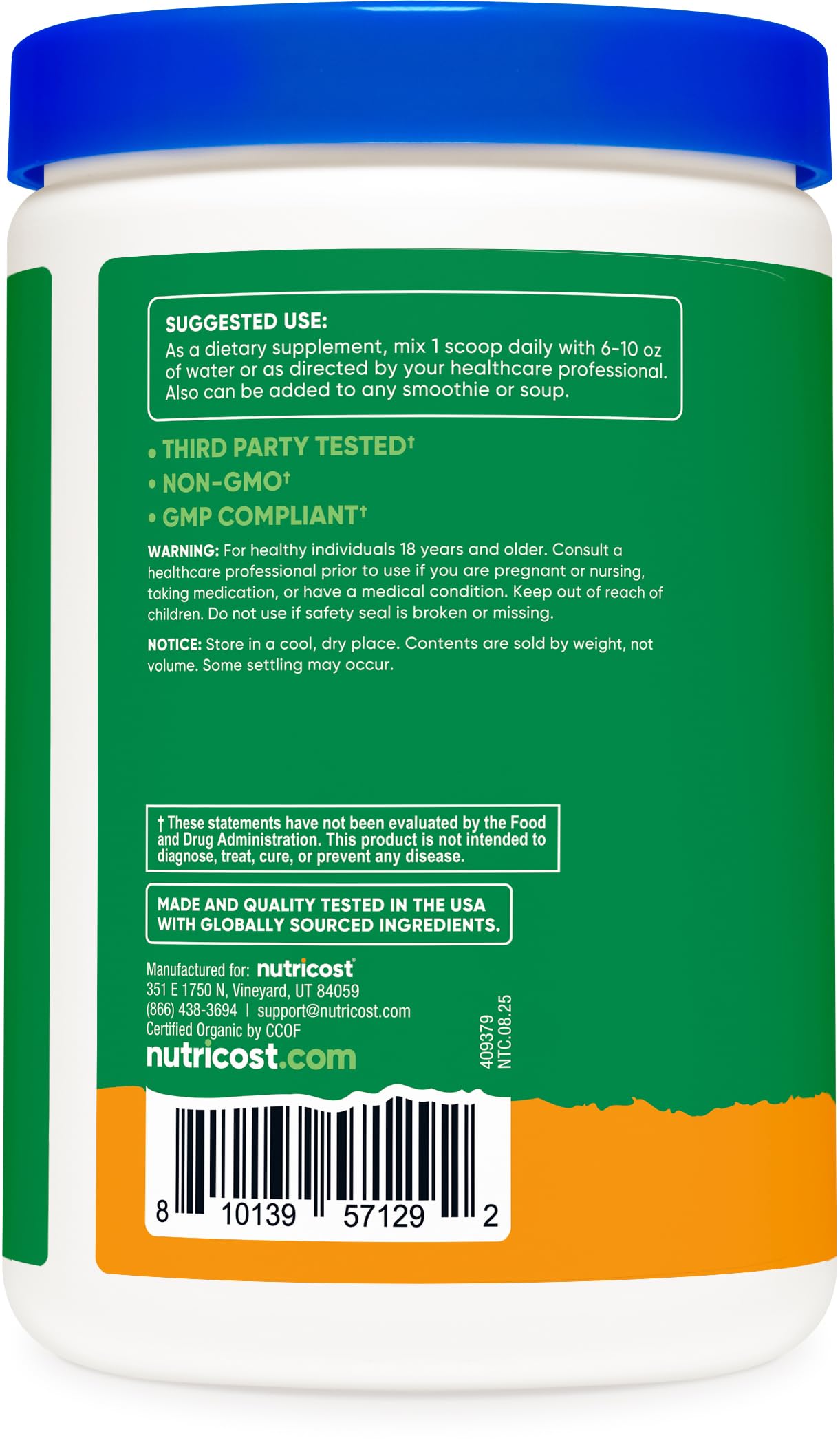 Nutricost Organic Super Greens Powder (30 Servings) Orange Sunrise Flavor - Superfood Supplement Drink Mix Nutricost Au supplements