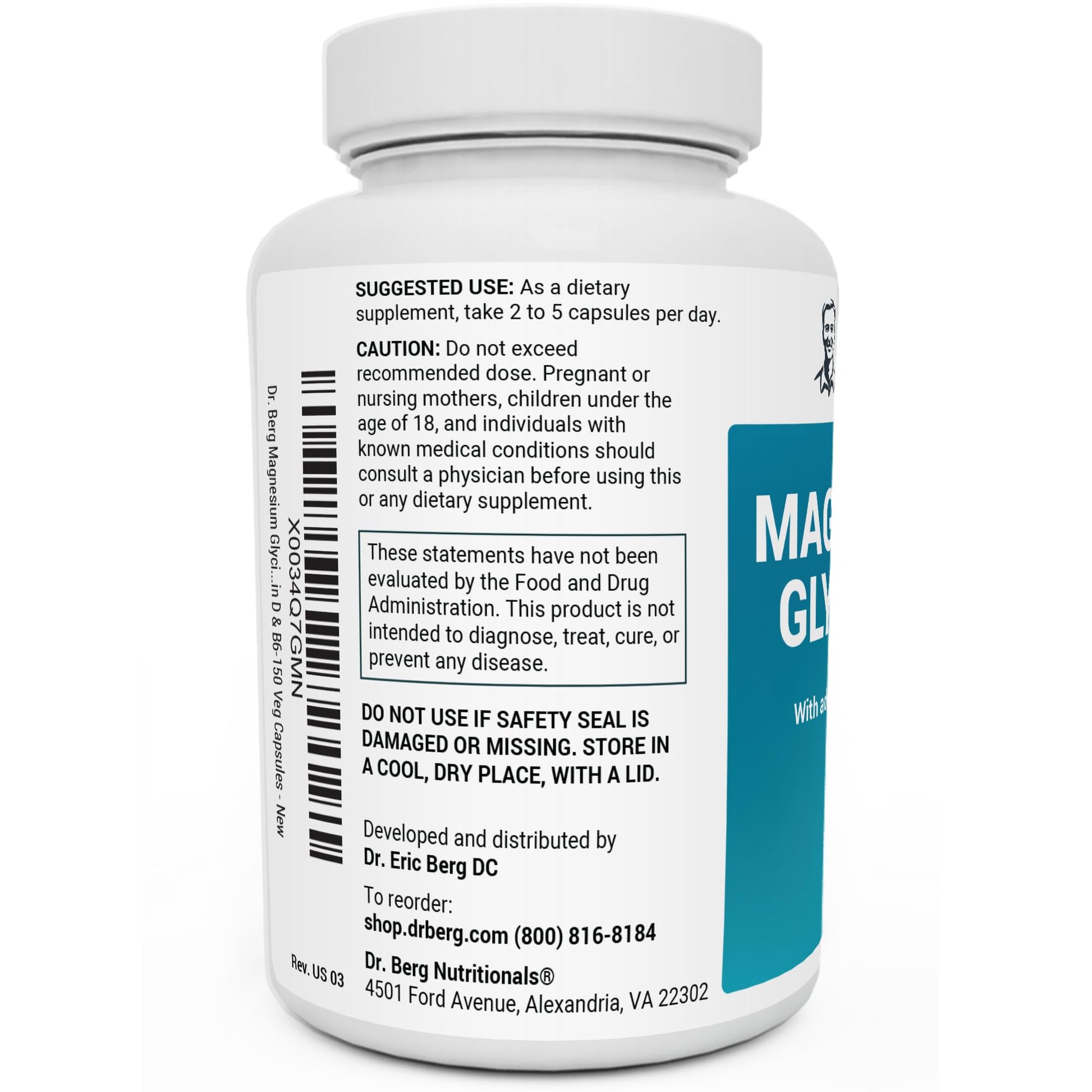 Dr. Berg's Magnesium Glycinate 400mg - Fully Chelated Veg Capsules for Stress Dr. Berg Nutritionals Au supplements
