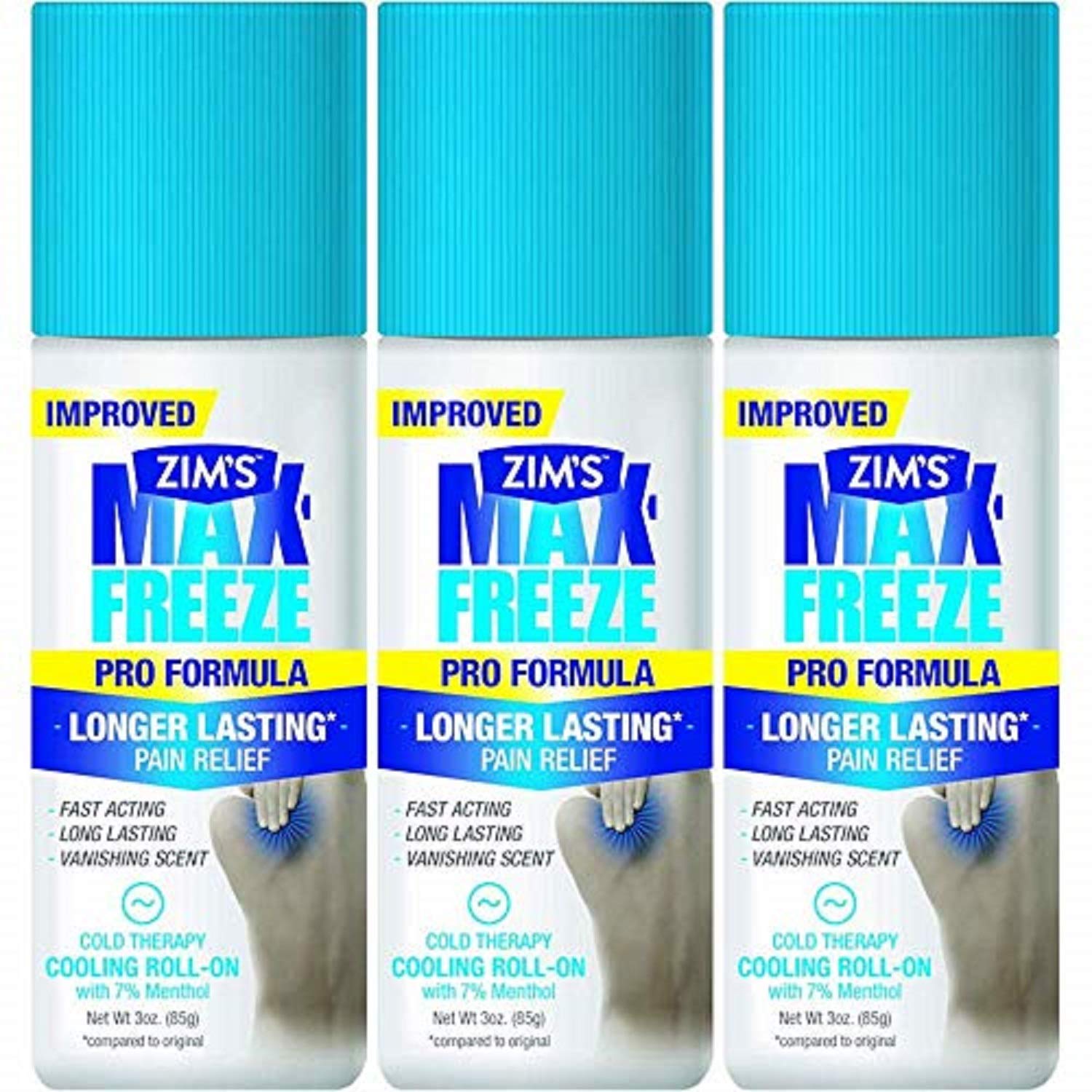 Zim's Max Freeze Pro Formula Longer Lasting Pain Relief Cold Therapy Cooling Roll-On 3 Oz. (Pack of 3) Wutsar Au supplements