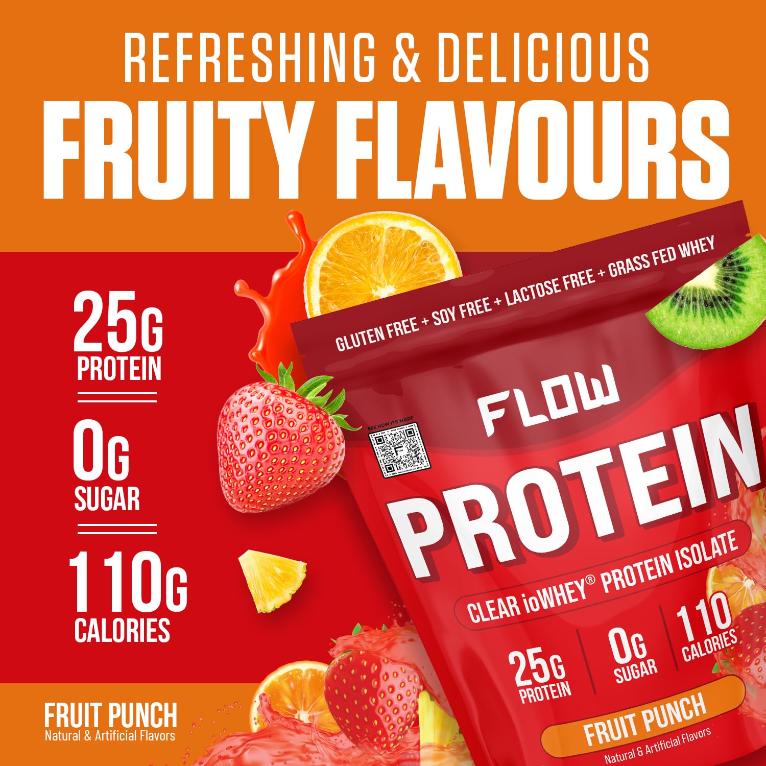 Flow Supps Clear Whey Isolate Protein Powder, Fruit Punch - 15 Servings, 25g Protein Flow Supplements Au supplements