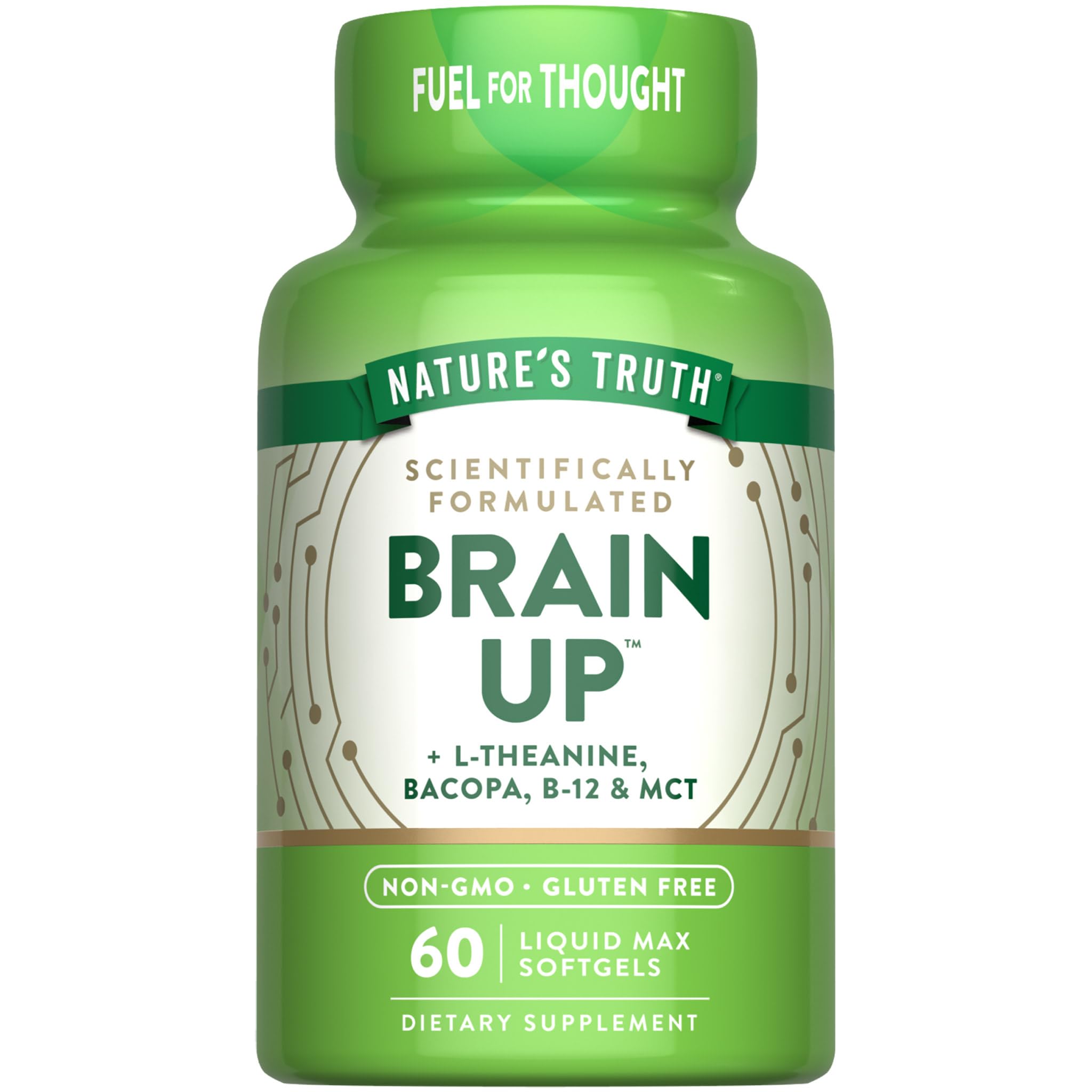 Nature's Truth Brain Up Softgels | 60 Count | with L-Theanine, Bacopa, B-12 & MCT | Non-GMO and Gluten Free Supplement Nature's Truth Au supplements