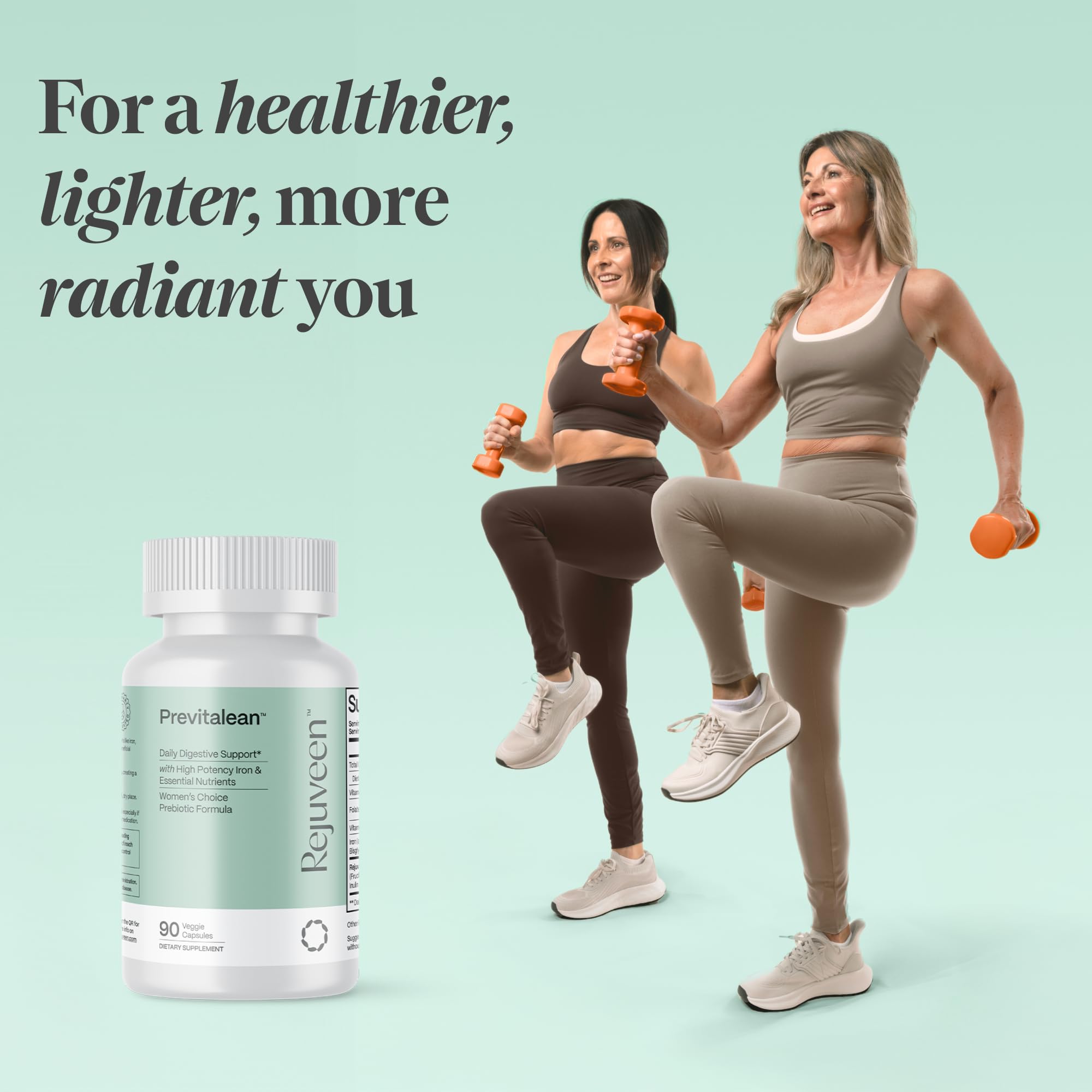 Rejuveen Previtalean | Prebiotic Fiber Supplement for Women | Supports Gut Health & Red Blood Cell Production | Contains Highly Bioavailable Iron, Folate & Vitamin B12 | 90 Ct, 30 Servings Rejuveen Au supplements