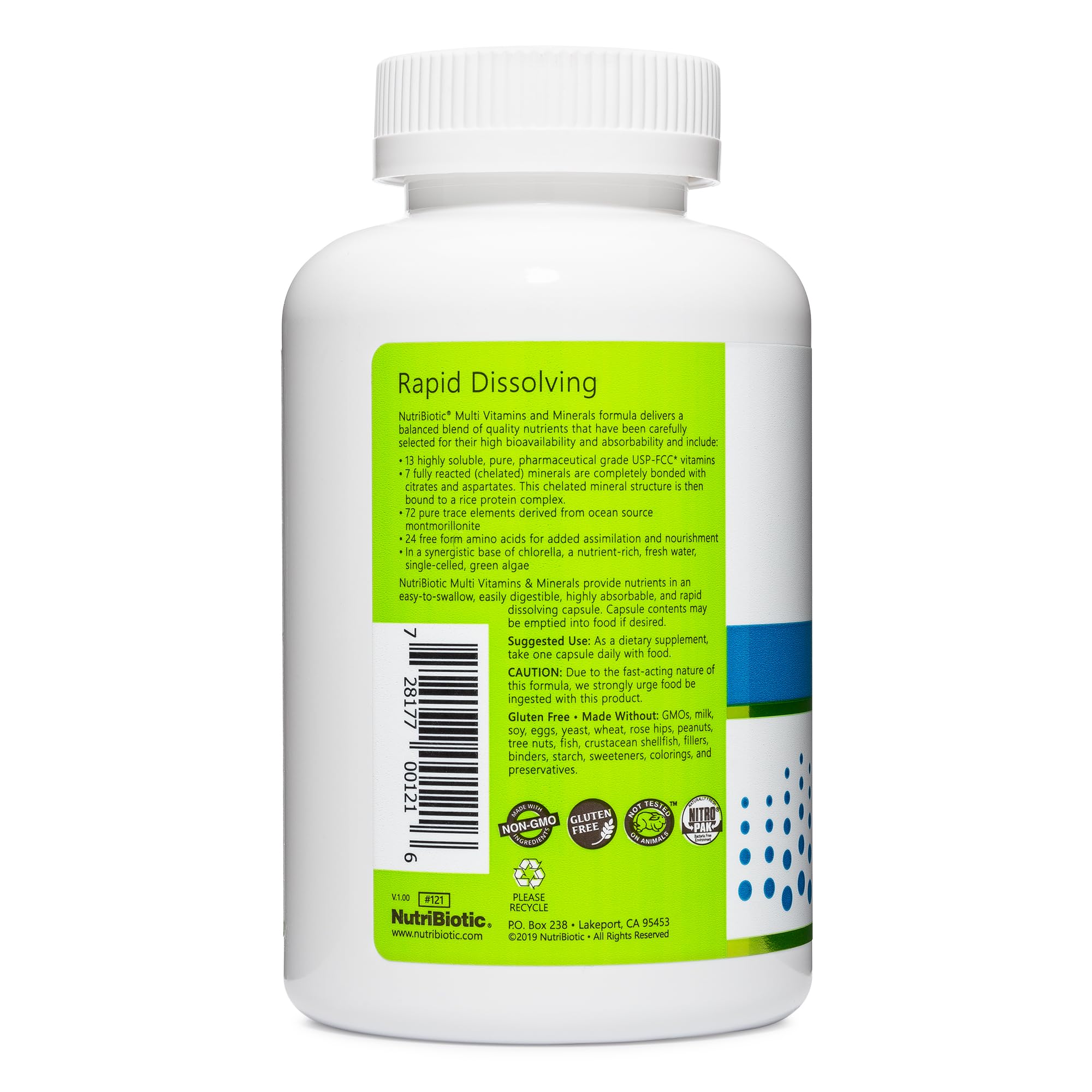 NutriBiotic – Multi Vitamins & Minerals, 180 Ct Capsules (Formerly Hypoallergenic Multiple) | 72 Pure Trace Elements in a Base of Chlorella | Pharmaceutical-Grade & Highly Absorbable | Gluten Free NutriBiotic Au supplements