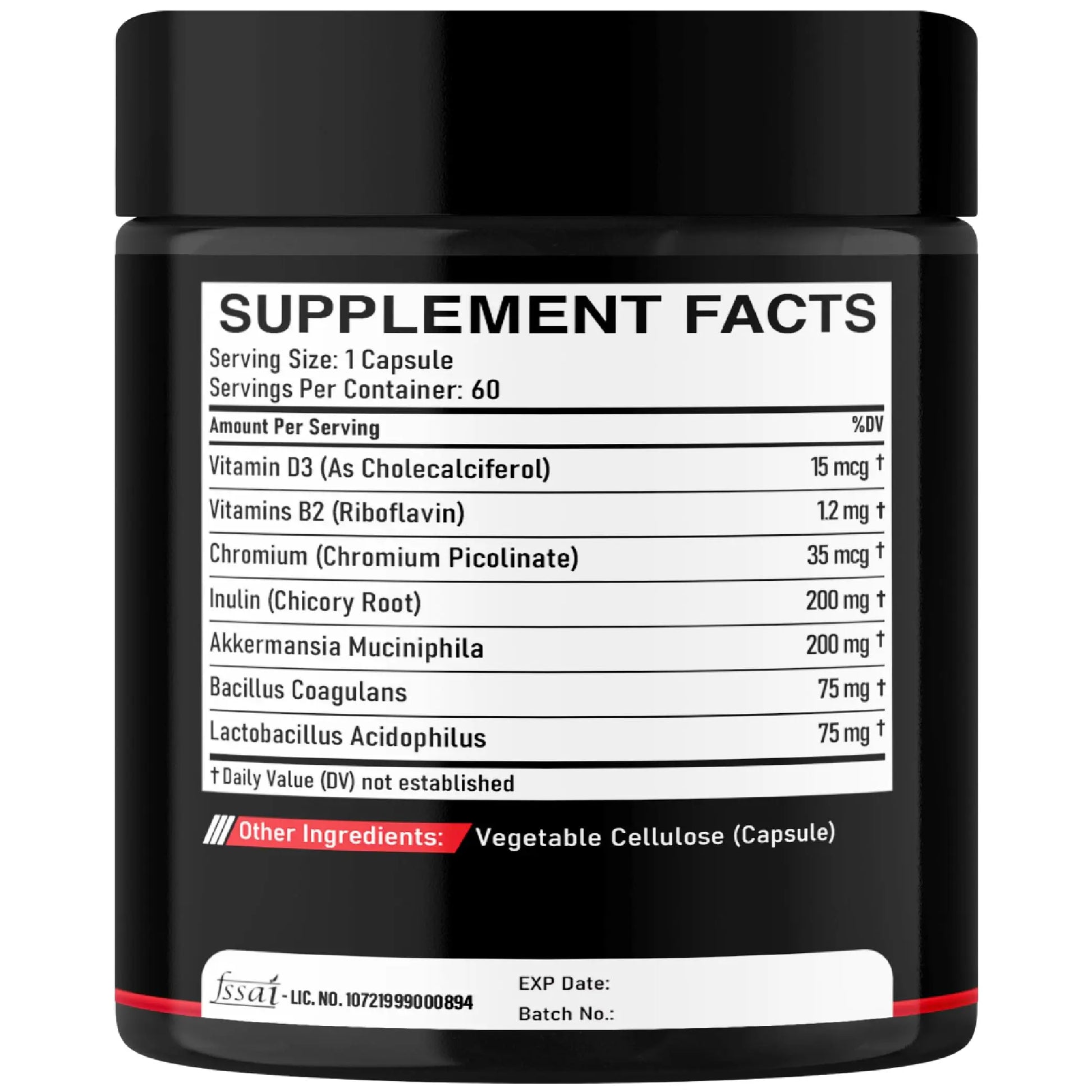DEDICAD Akkermansia Probiotic for Increases GLP-1 - Contains Inulin, Bacillus Coagulans, Lactobacillus Acidophilus & Chromium - 60 Days Supply - 60 Capsules DEDICAD Au supplements