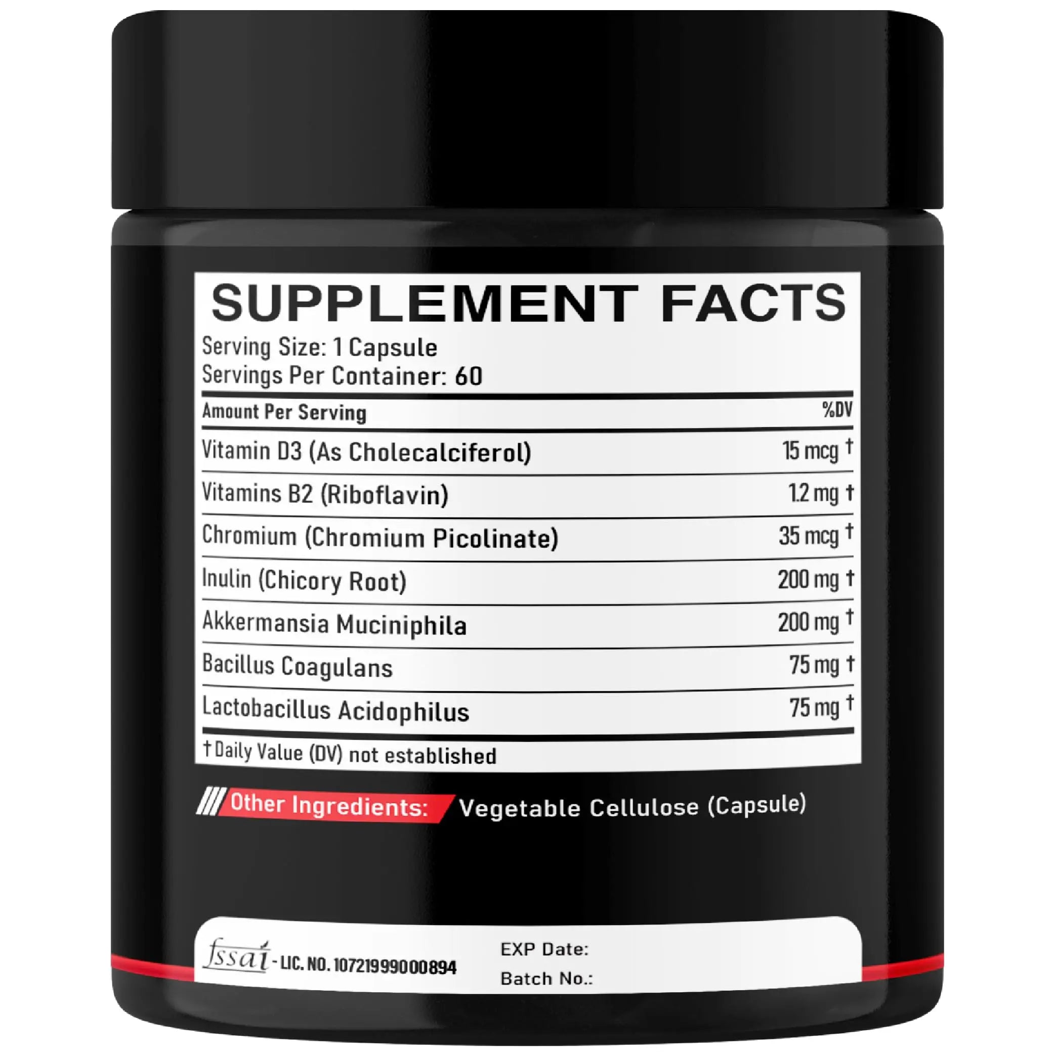 DEDICAD Akkermansia Probiotic for Increases GLP-1 - Contains Inulin, Bacillus Coagulans, Lactobacillus Acidophilus & Chromium - 60 Days Supply - 60 Capsules DEDICAD Au supplements
