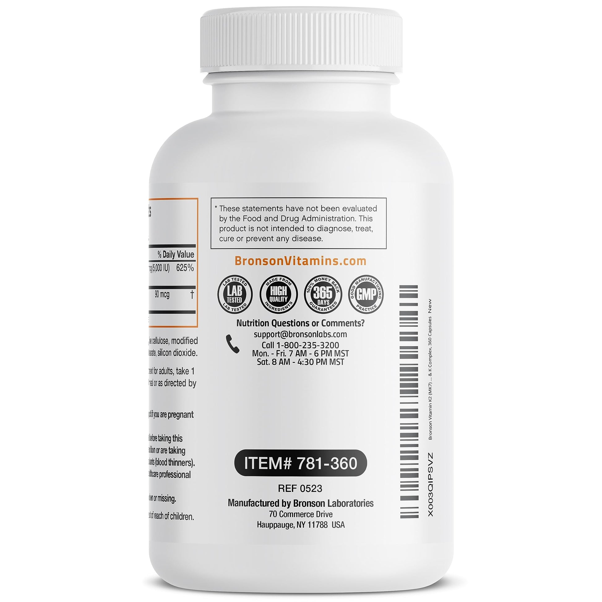 Bronson Vitamin K2 (MK7) with D3 Supplement Non-GMO Formula 5000 IU Vitamin D3 Bronson Au supplements