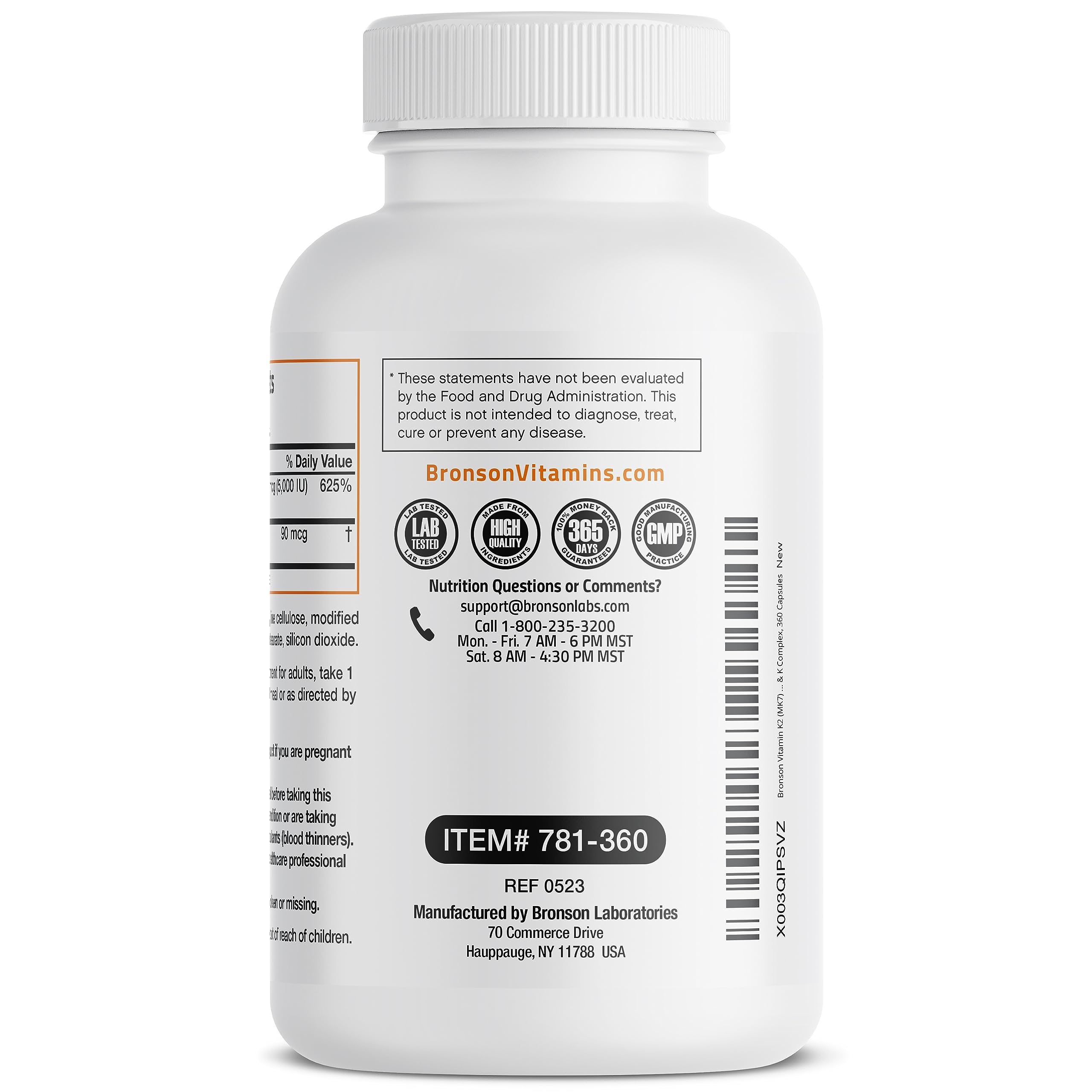 Bronson Vitamin K2 (MK7) with D3 Supplement Non-GMO Formula 5000 IU Vitamin D3 Bronson Au supplements