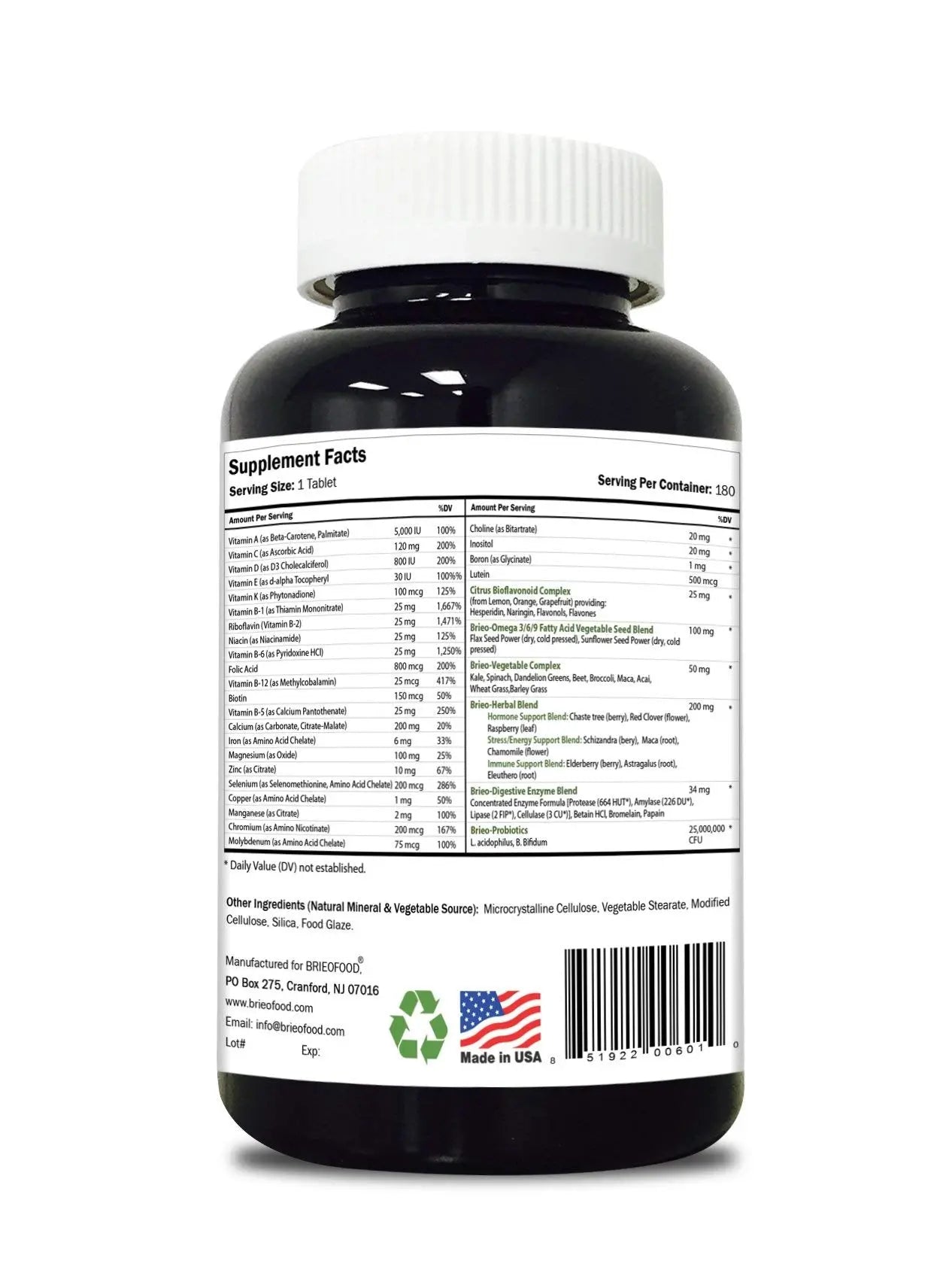 Briofood, Day-to-Day Food Based Women's Multi (180 Tablets) with Vegetable Source Omegas Brieofood Au supplements