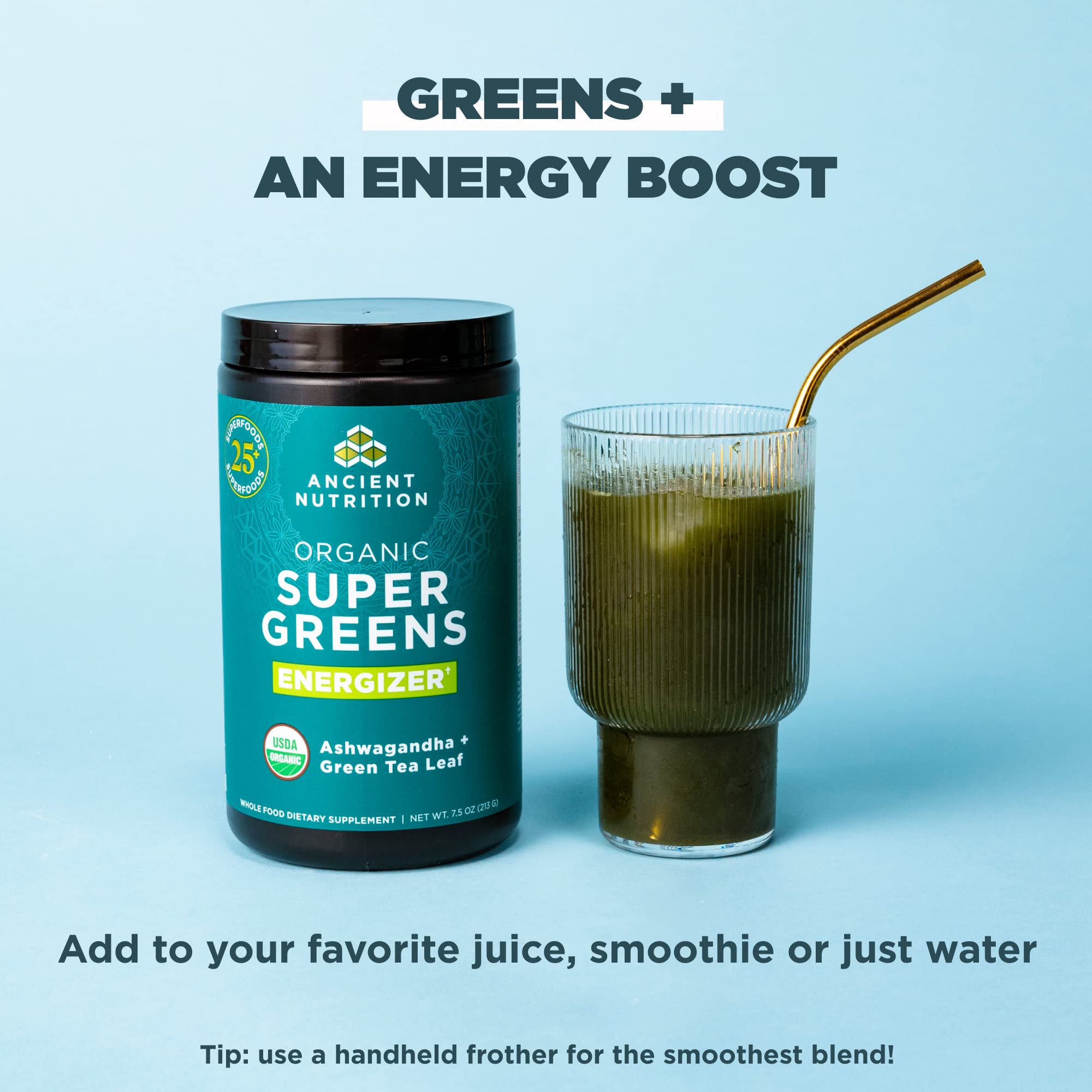 Ancient Nutrition Supergreens Energizer Powder, Organic Superfood Powder with Caffeine Ancient Nutrition Au supplements