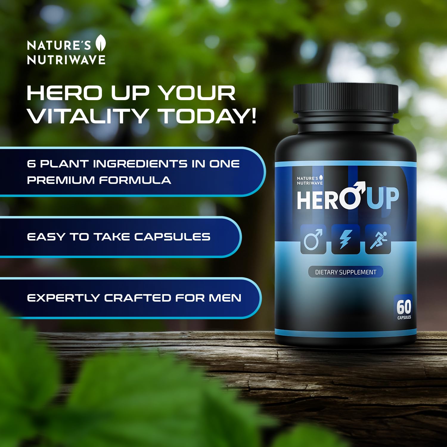 HeroUP - Natural Wellness Supplement with Plant-Based Ingredients – Non-GMO, Stimulant-Free | Made in the USA, GMP-Certified | 60 Capsules, 6 Month Suppy Nature’s NutriWave Au supplements