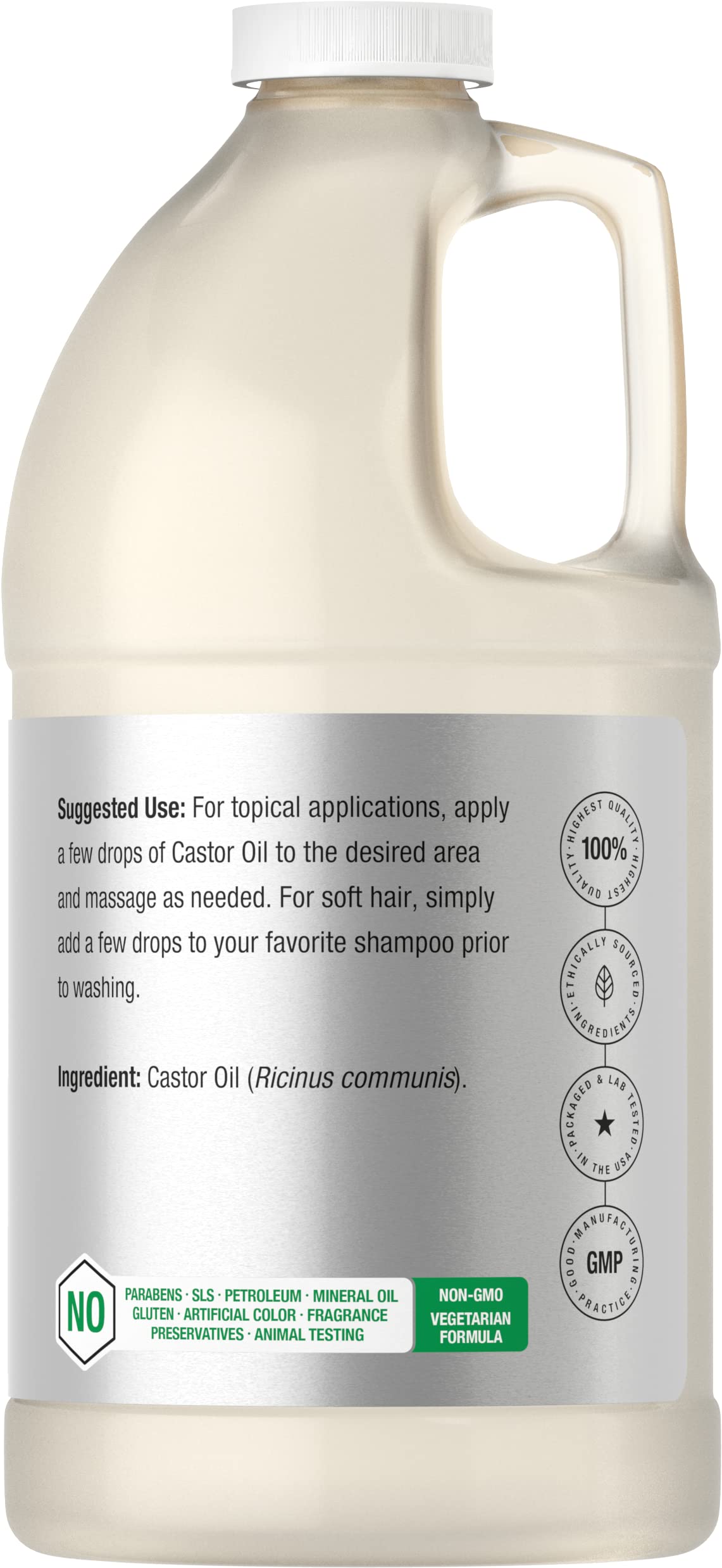 Castor Oil 64oz | for Hair Health, Eyelashes & Eyebrows | Hexane Free & Cold Pressed Horbäach Au supplements