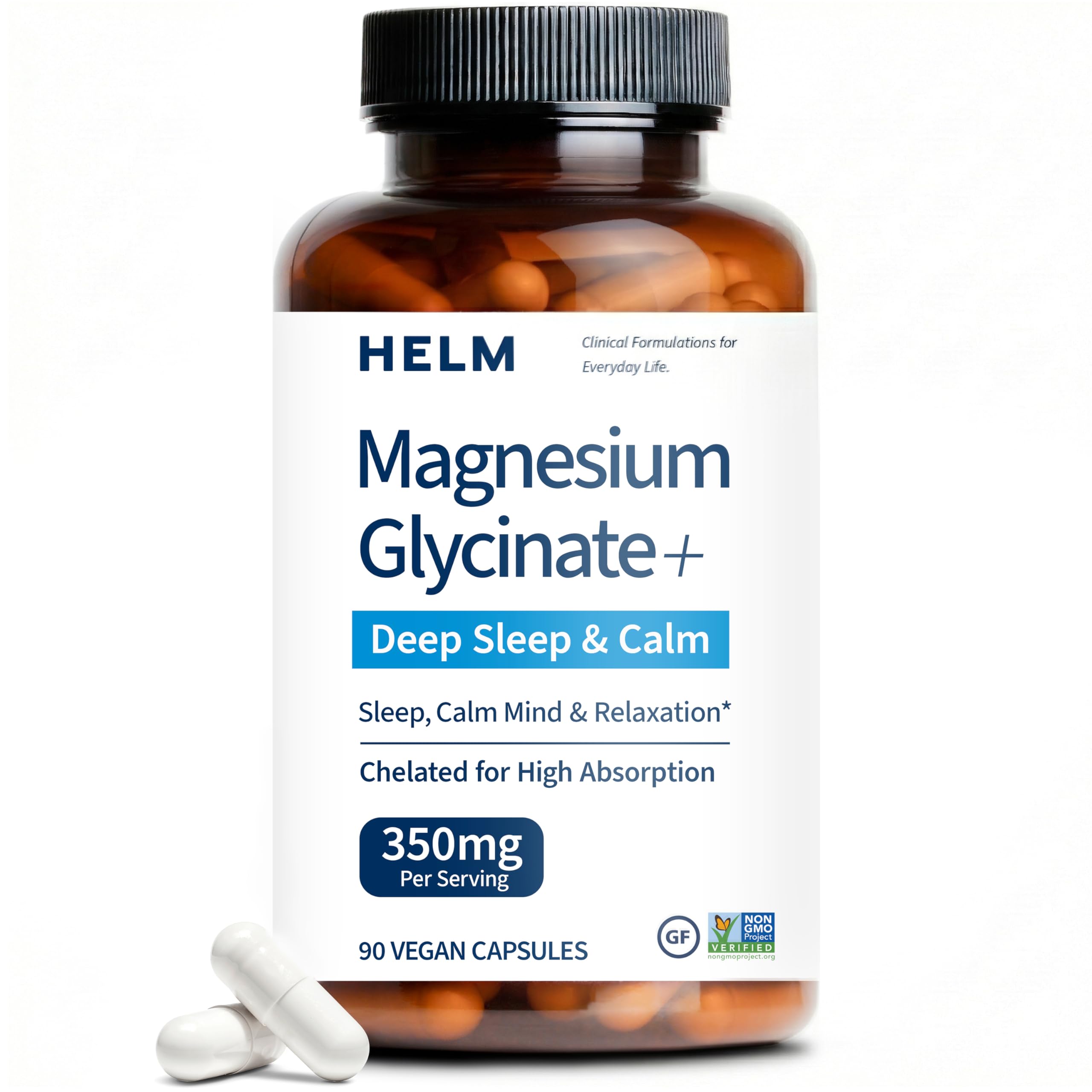 Pure Magnesium Glycinate - Magnesium for Sleep, Stress, Muscle & Nerve Support - High-Absorption, Non-GMO, Vegan - 90 Capsules (350mg) Helm Nutrition Au supplements