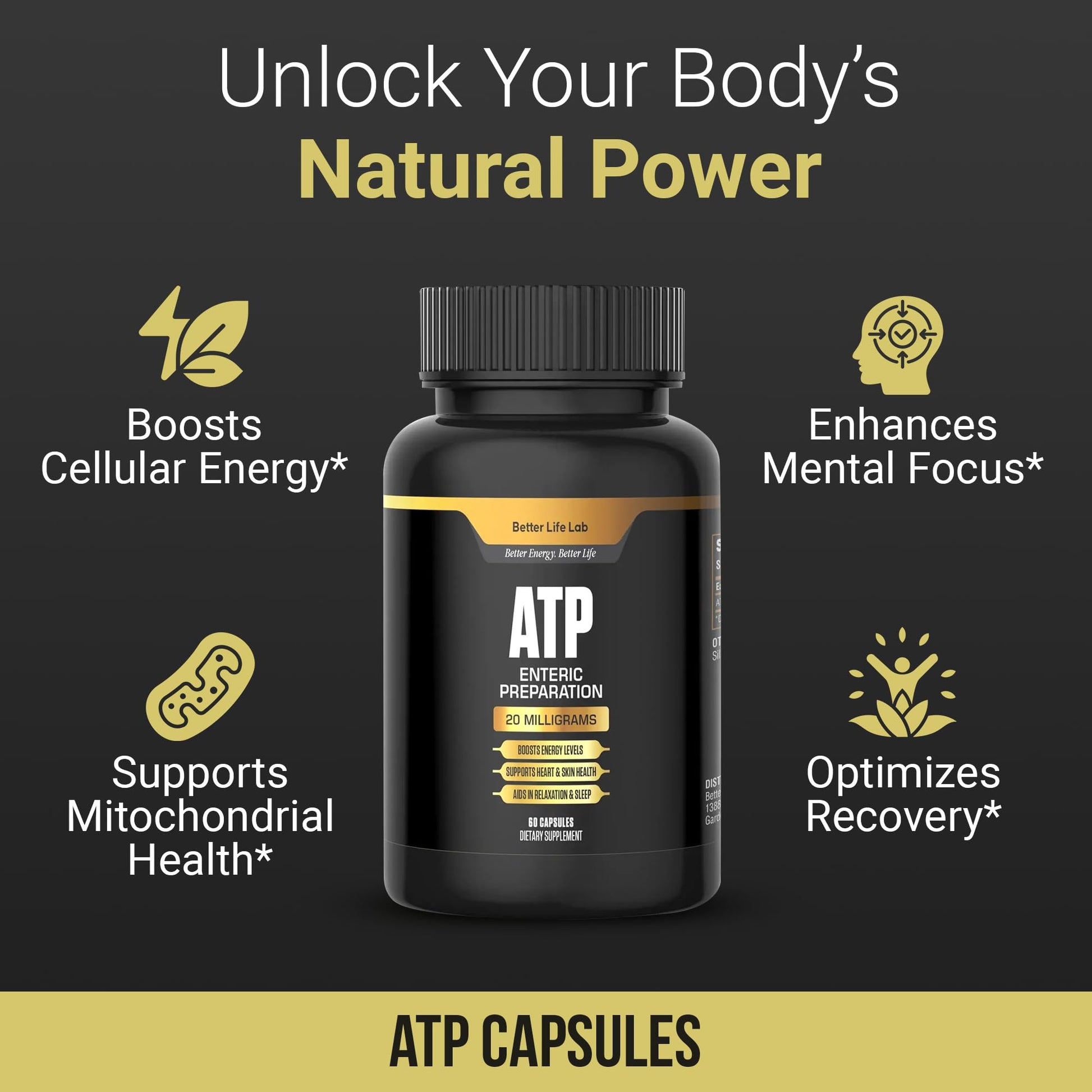 BETTER LIFE LAB ATP Supplement – Supports Cellular Energy Production, Mitochondrial Function & Active Lifestyles BETTER LIFE LAB Au supplements