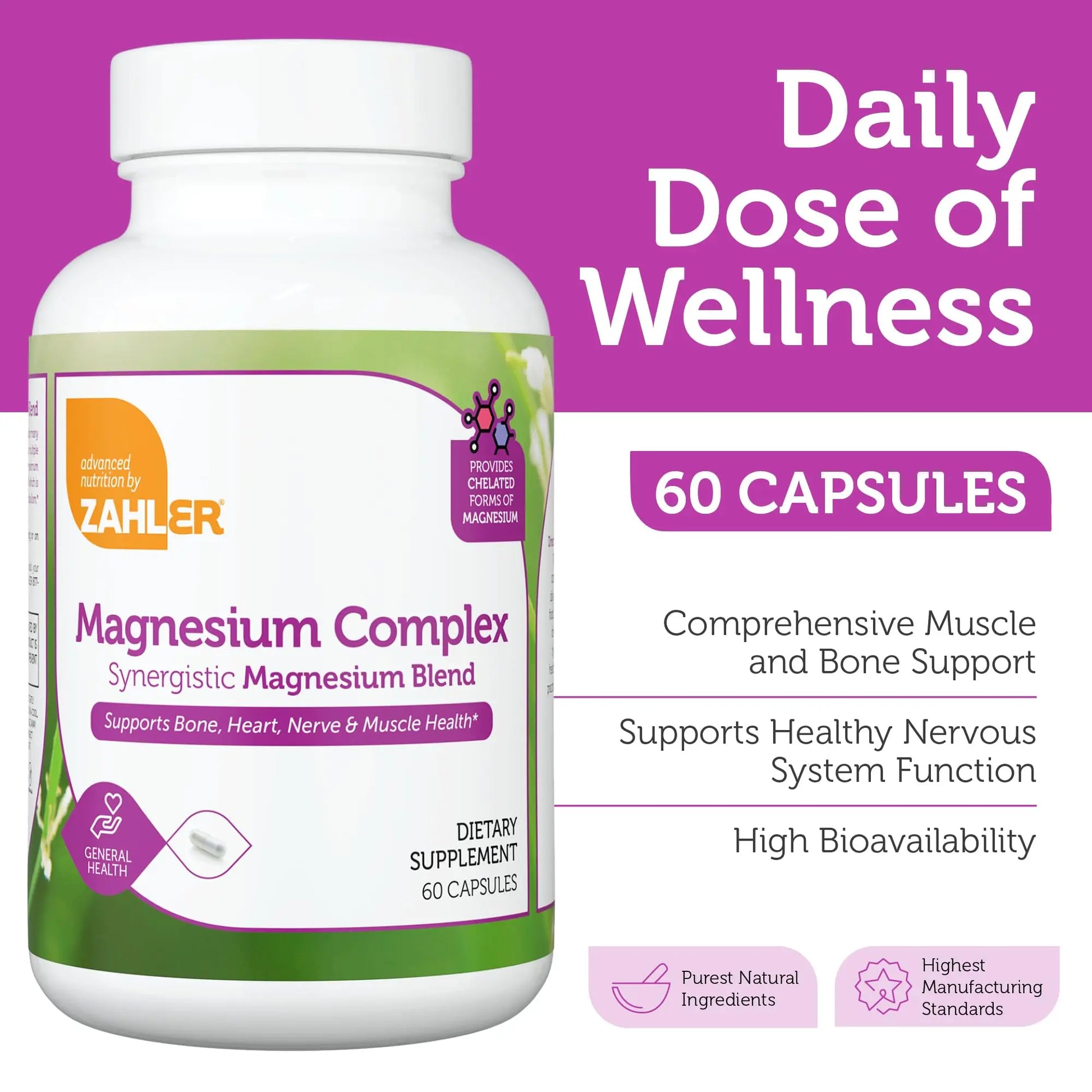 Zahler Magnesium Complex Supplement - Multi Magnesium Supplement Blend with Magnesium Glycinate, Malate, Aspartate, Taurinate and Oxide Plus Vitamin B6 - Bone Nerve Heart & Muscle Health (60 Capsules) Zahler Au supplements