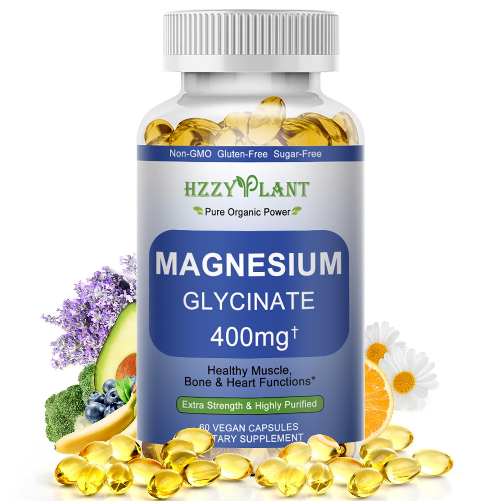 Magnesium Glycinate Softgels, High Absorption Magnesium Glycinate 400mg Supplement for Muscle, Heart, Sleep & Bone Support, Bisglycinate Softgel Capsules Supplement, Vegan, Non-GMO, 2 Month Supply HZZYPLANT Au supplements