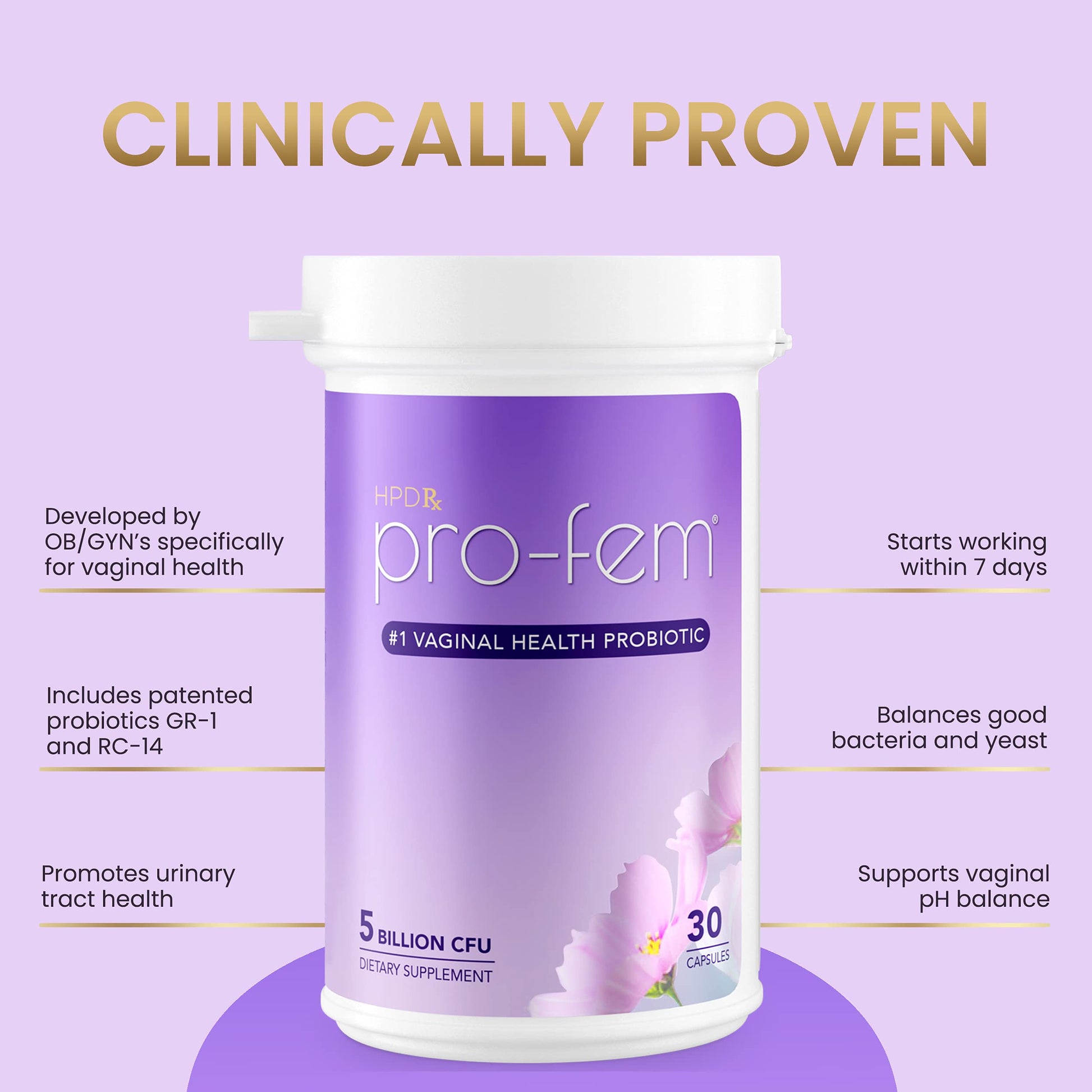 HPD Rx Pro-Fem #1 Vaginal Health Probiotic | Vaginal Probiotics | Clinically Proven to Promote Yeast & PH HPD Rx Au supplements