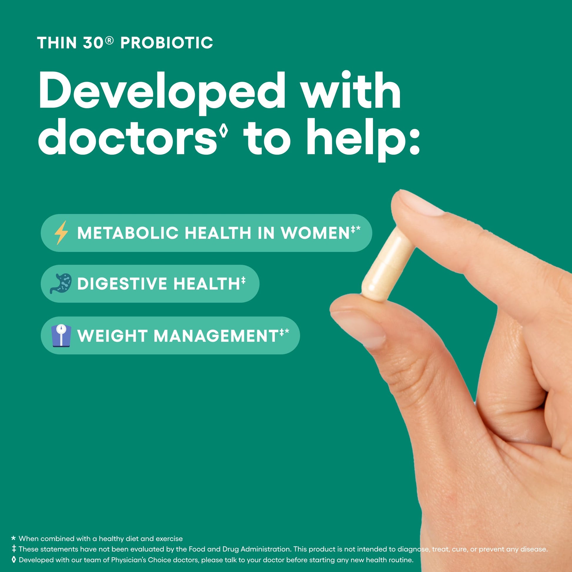 Physician's CHOICE Probiotics for Weight Management & Bloating - 6 Probiotic Strains - Prebiotics - Key ingredient Cayenne - Supports Gut Health - Weight Management for Women & Men - Green Tea - 30 CT Physician's CHOICE Au supplements