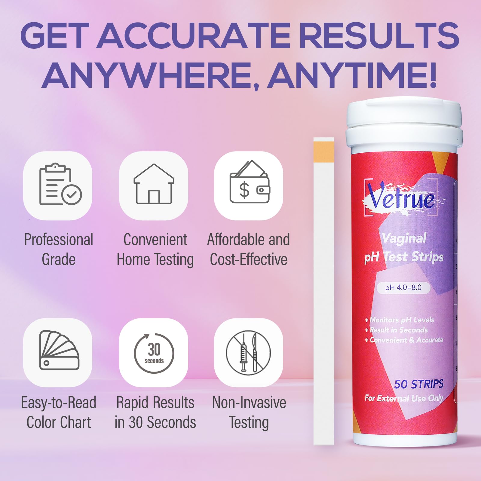 Vaginal pH Test Strips for Women, Convenient Testing Solution for Assessing and Maintaining vetrue Au supplements