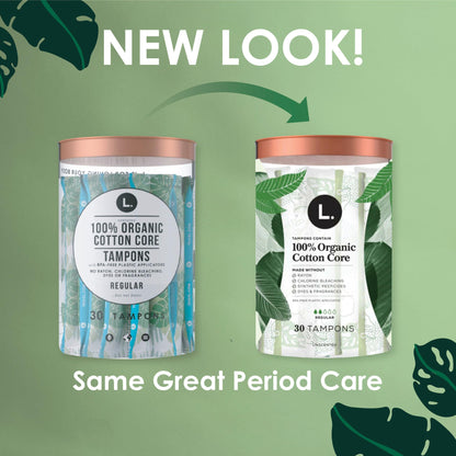 L. Organic Cotton Tampons - Regular 42 Count x 2 Packs (84 Count Total) (Packaging May Vary) L.US supplements