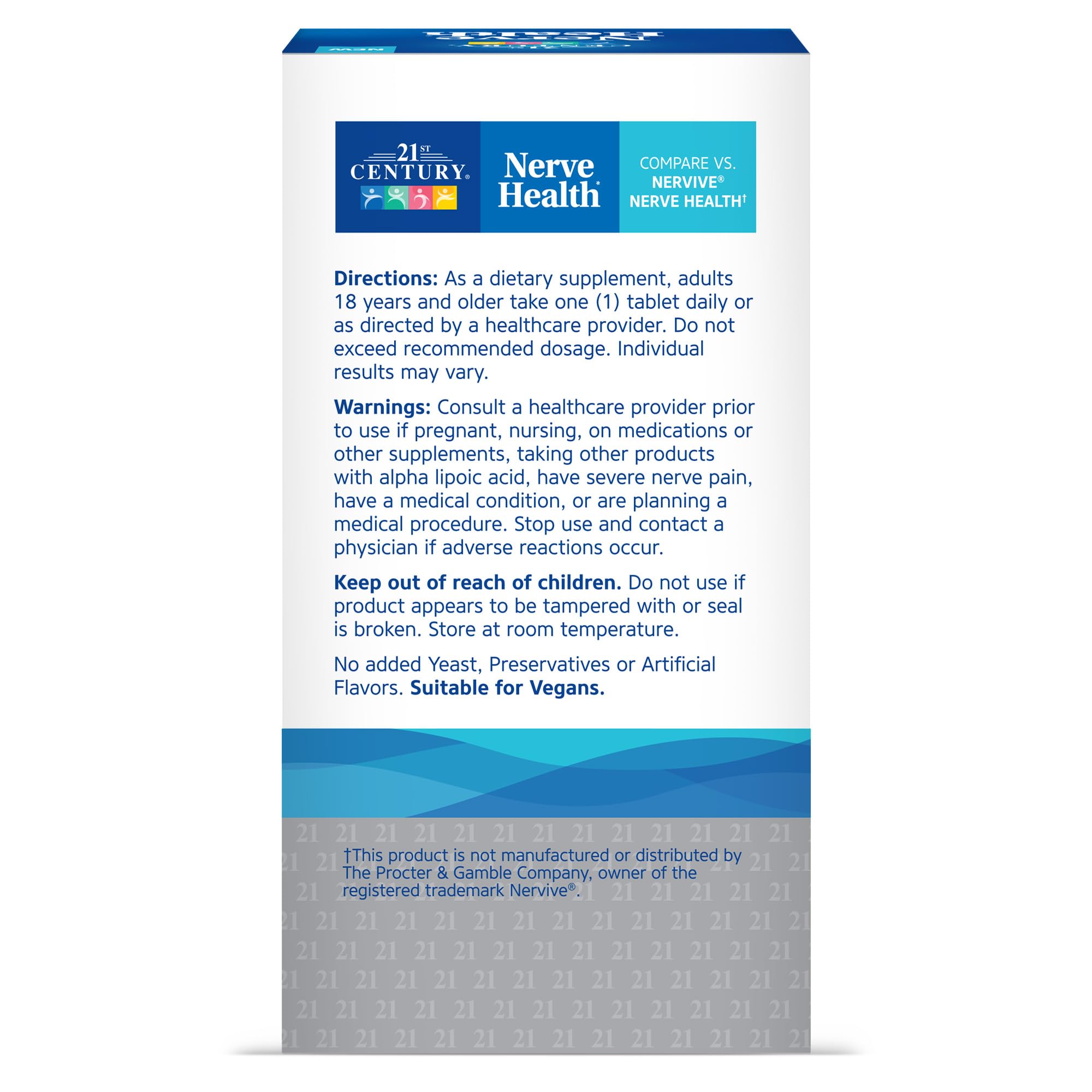 21st Century Nerve Health Tablets (30 Count), Alpha Lipoic Acid 300mg, B1, B6, & B12 Vitamins for Nerve Function Support, Antioxidant ALA Supplement, Gluten Free. Non-GMO, & Vegan 21st Century Au supplements