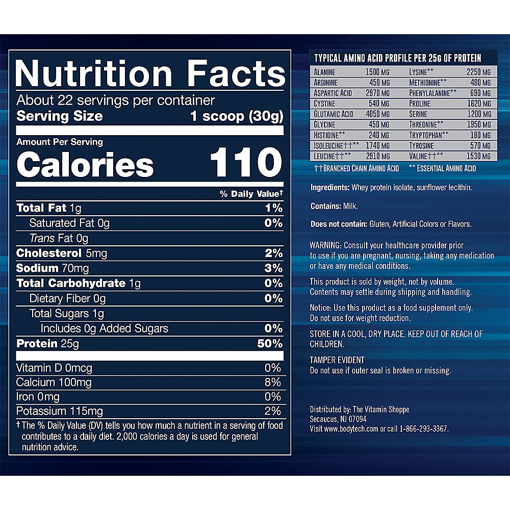 BODYTECH Whey Protein Isolate Powder - with 25 Grams of Protein per Serving & BCAA's BODYTECH Au supplements
