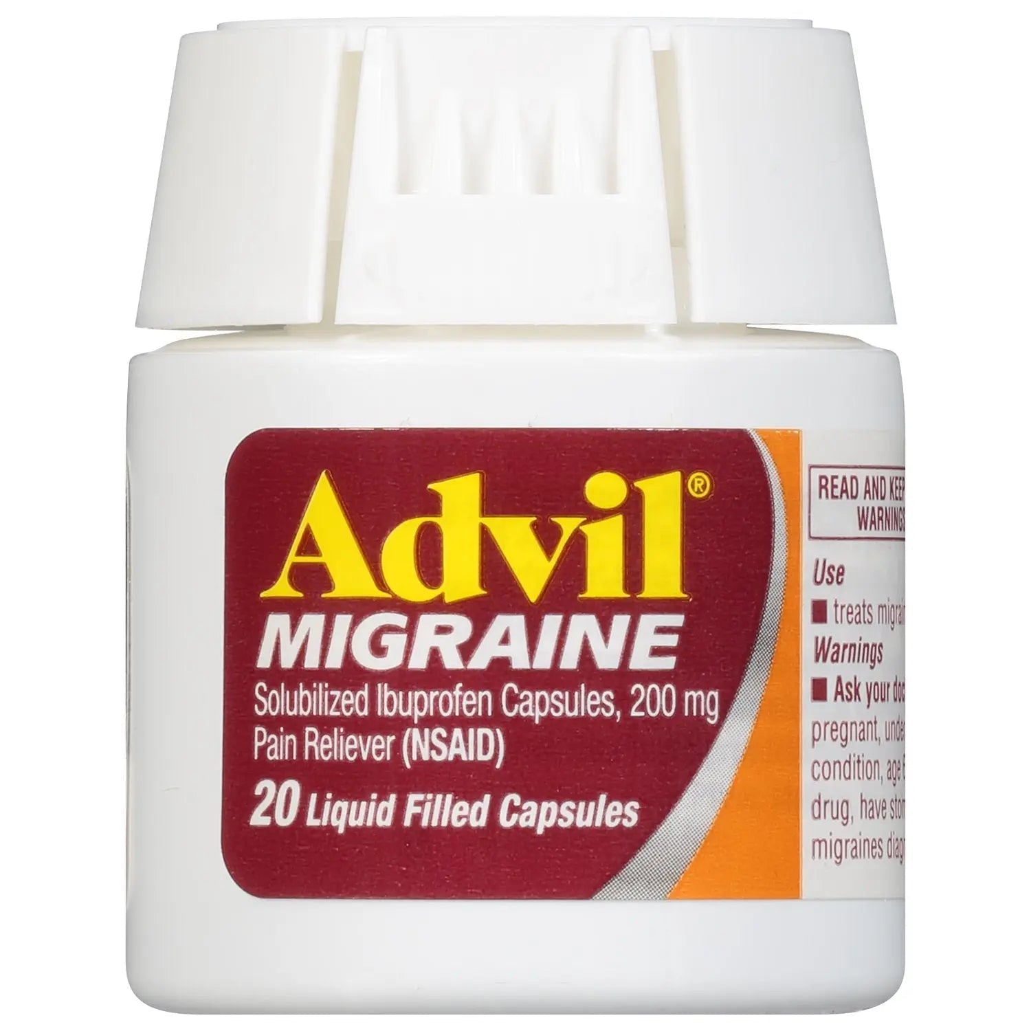 Advil Migraine Headache Relief, Ibuprofen Capsules with Ibuprofen 200mg for Migraine Relief, Nausea Relief and Light Sensitivity Relief - 20 Liquid Filled Capsules Advil Au supplements