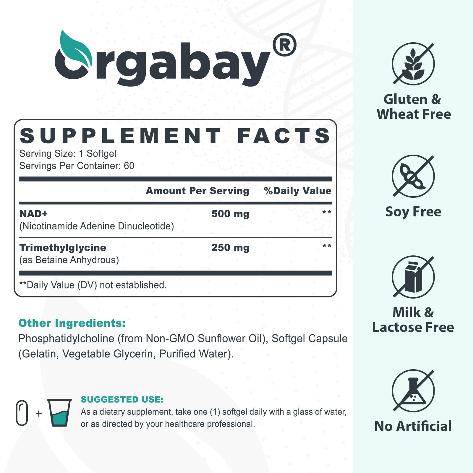 Orgabay Liposomal NAD+ Supplement 500 mg, High Absorption, Boost NAD+ with TMG 250 mg, Actual NAD Plus More Efficient Than Nicotinamide Riboside, Support Cellular Energy, Healthy Aging | 180 Softgels Orgabay Au supplements
