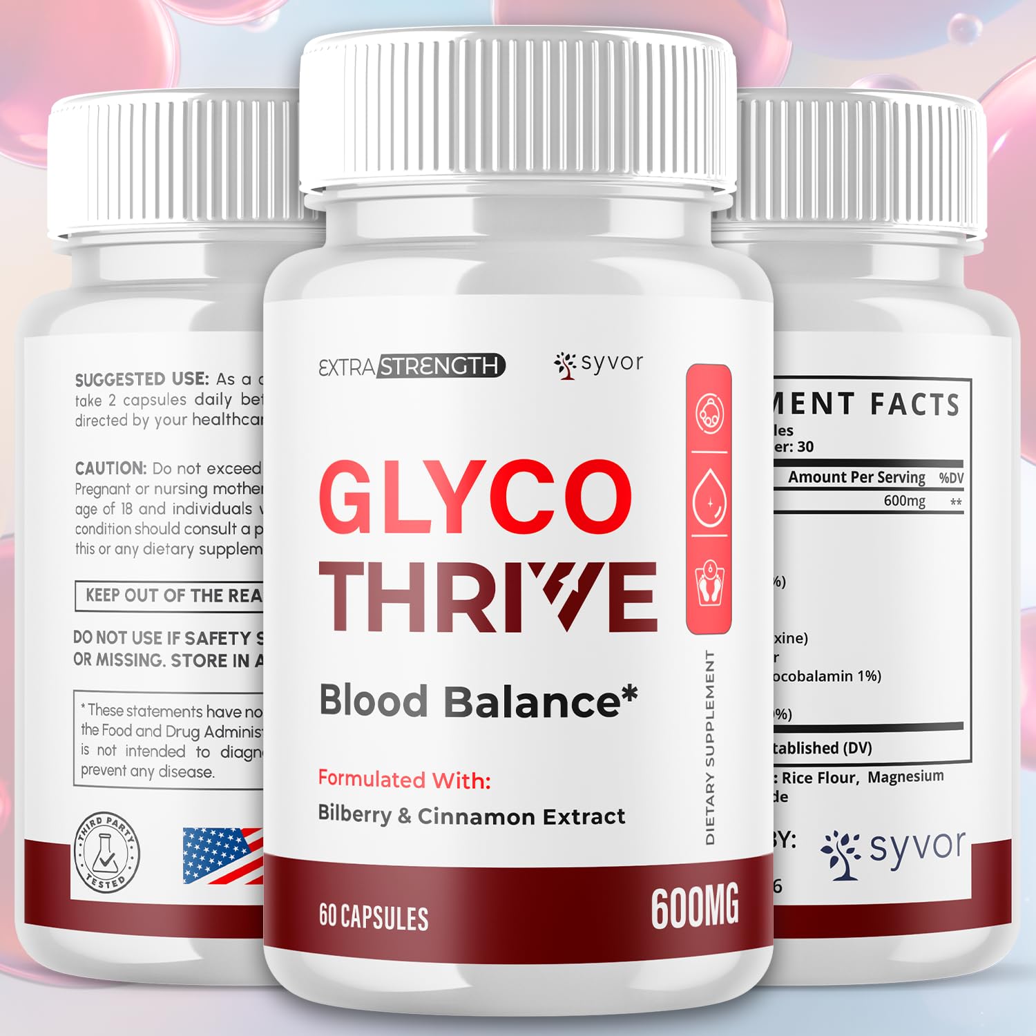 Glyco Thrive Capsules, Official GlycoThrive Glycogen Support Pills with All Natural Ingredients, Advanced Formula Health Supplement with Max Strength Premium Vitamins for Women & Men (60 Capsules) Syvor Au supplements