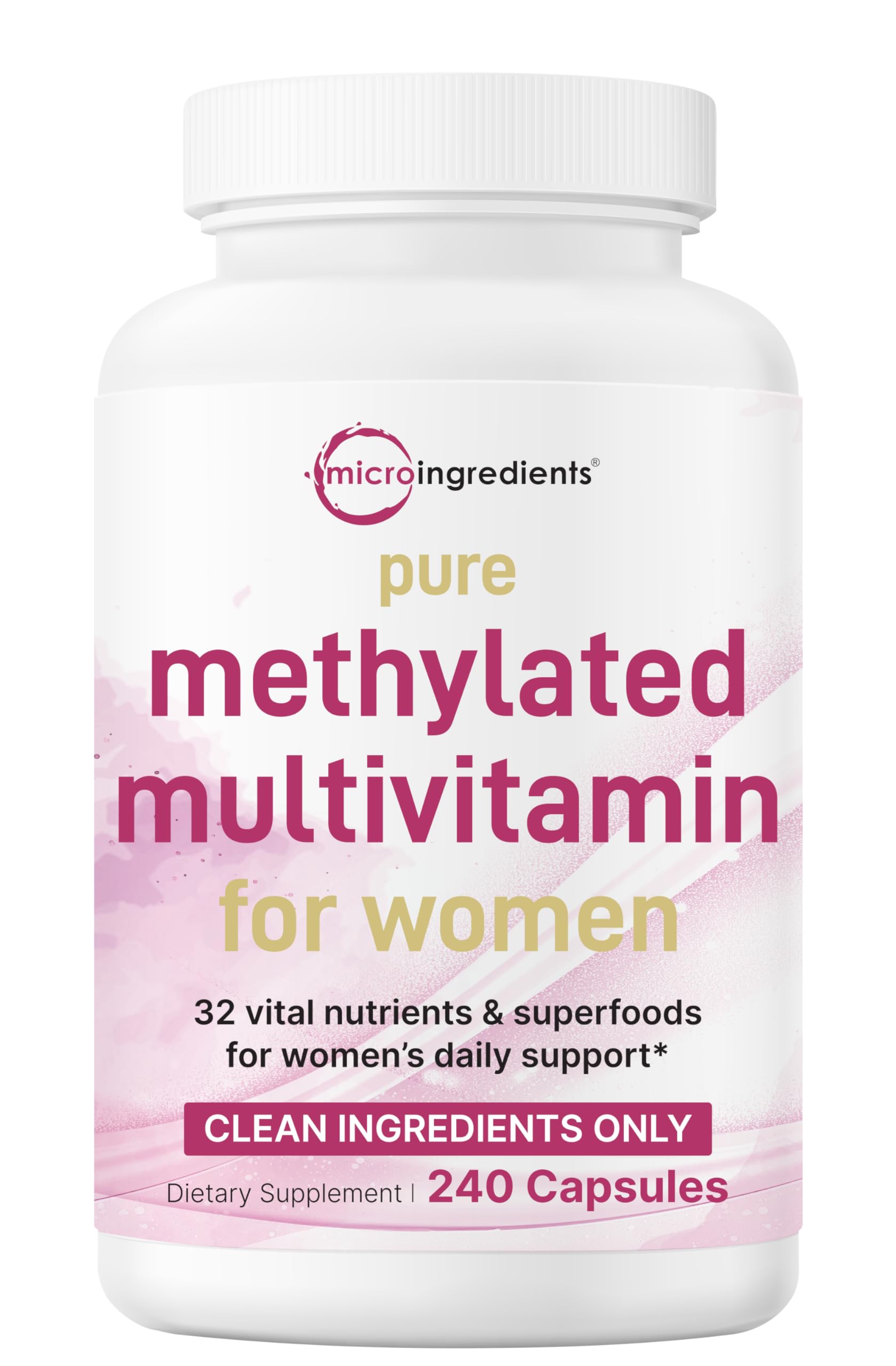 Micro Ingredients Pure Methylated Multivitamin for Women, 240 Capsules | 32-in-1 Formula with Vitamin B, C, D + Iron Micro Ingredients Au supplements