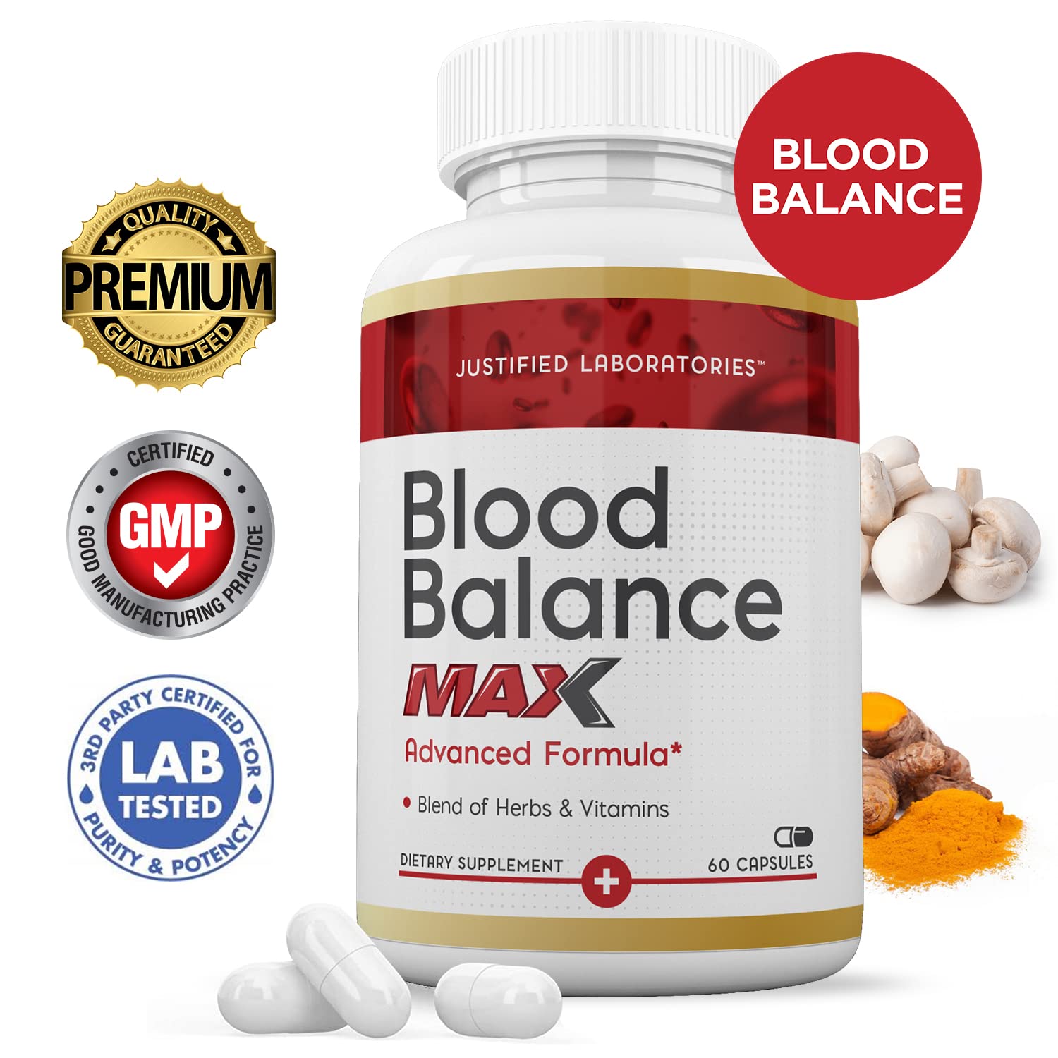 Justified Laboratories (2 Pack Blood Balance Max 1295MG Formula Supplement Pills 120 Capsules Justified Laboratories Au supplements