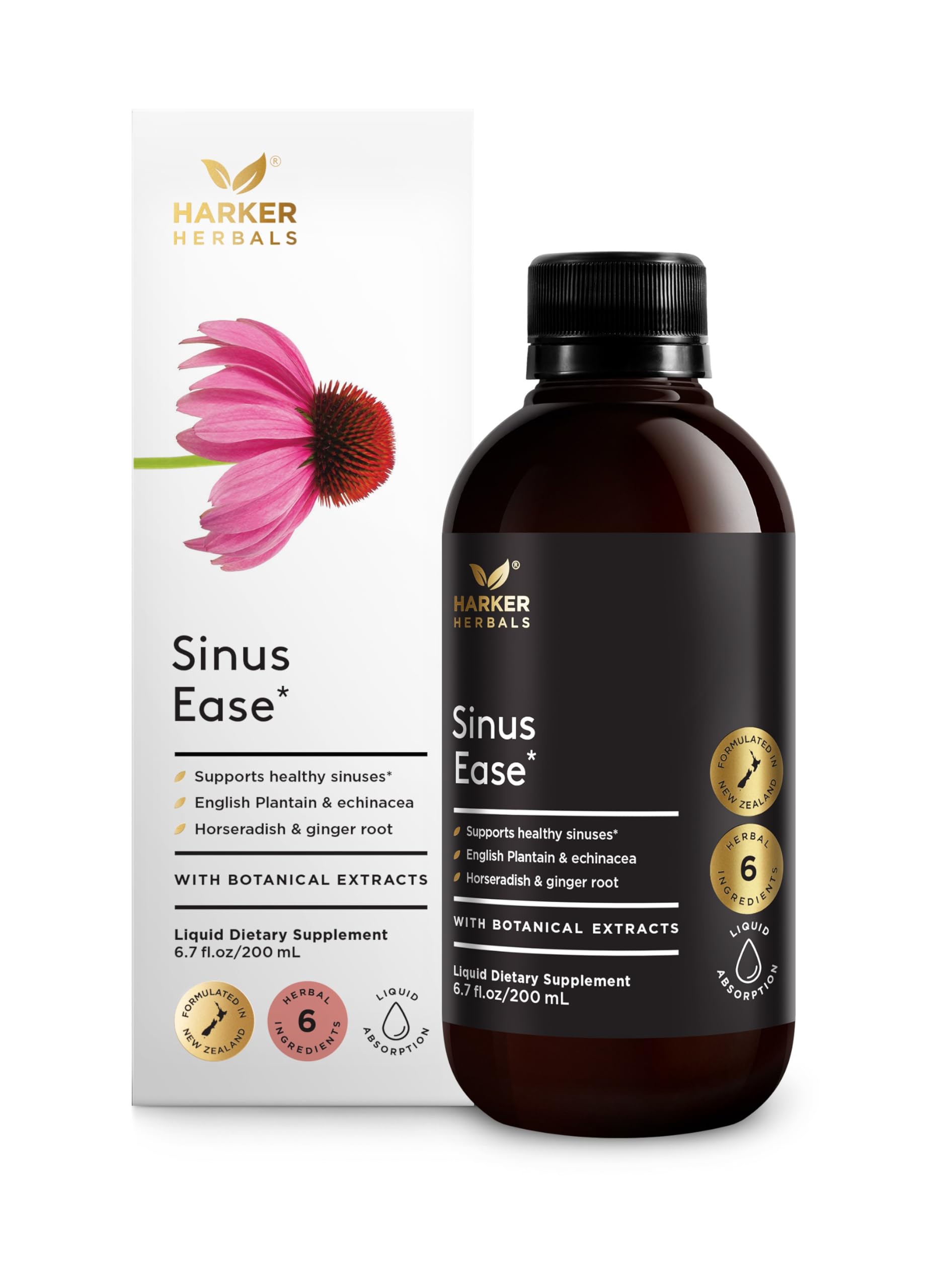Harker Herbals Sinus Ease Syrup, Herbal Nasal Care for Runny Nose, Sinus Pressure, High Absorption, Herbal Flavor, Plant-Based - 6.7 Fl oz (40 Servings) Harker Herbals Au supplements